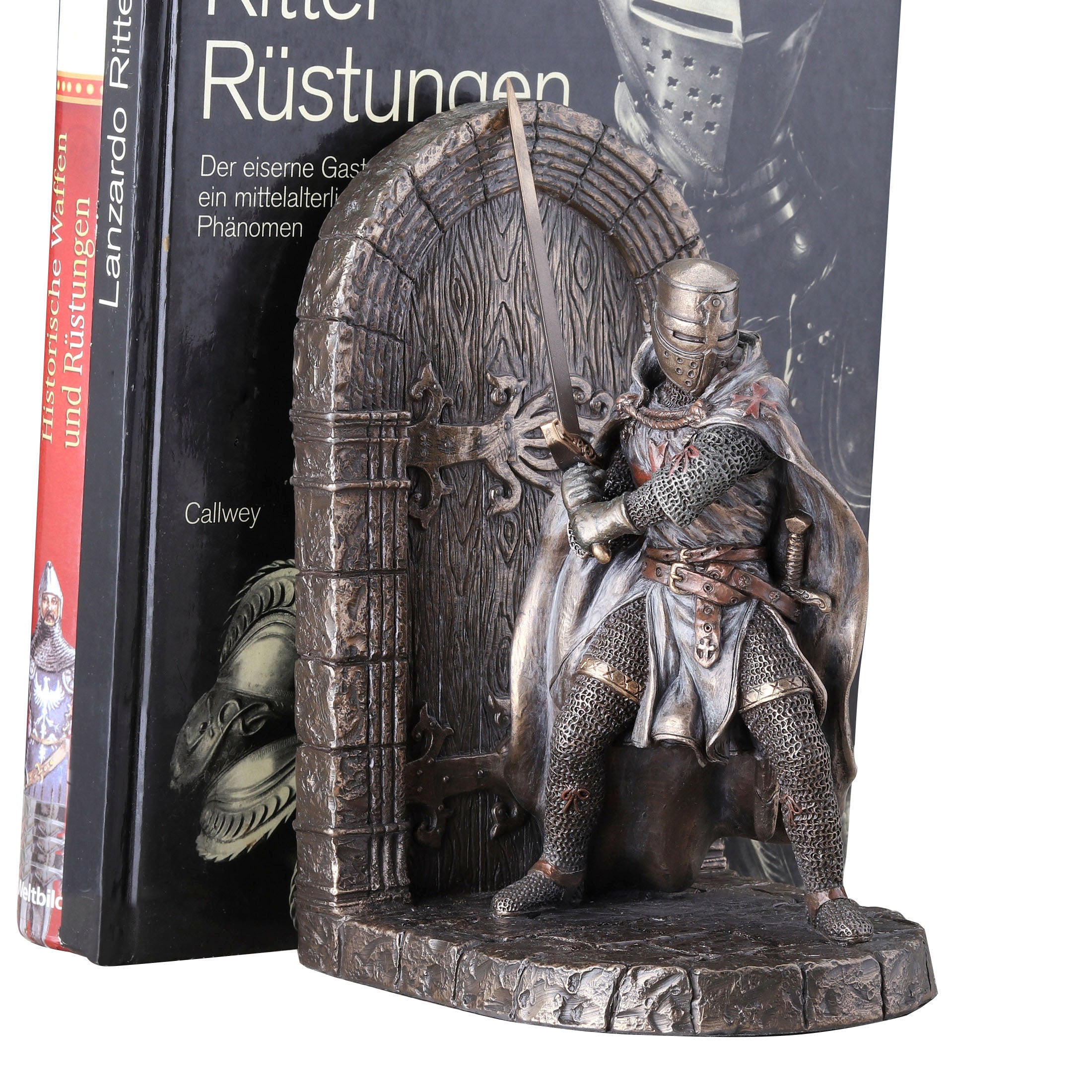Armored Maltese Crusader With Sword Guarding Door Bookend (Single Bookend)
