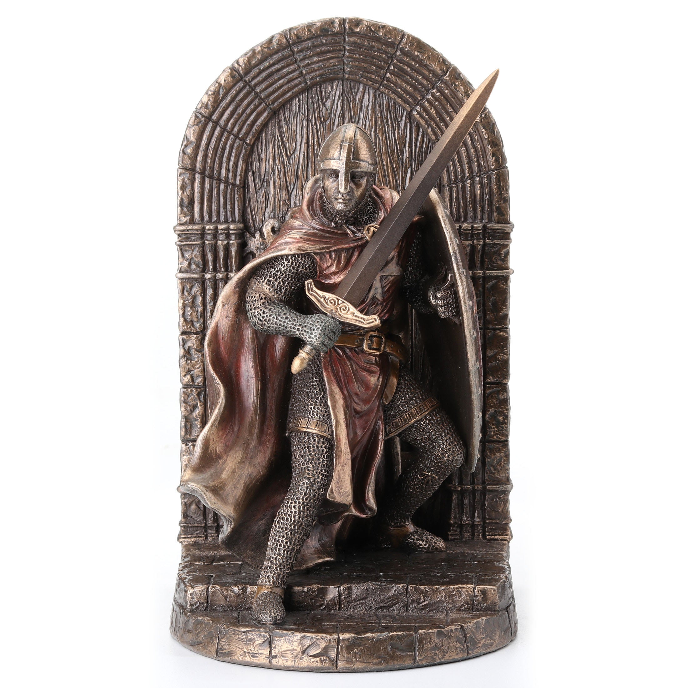 Armored Maltese Crusader With Sword And Shield Guarding Door Bookend (Single Bookend)
