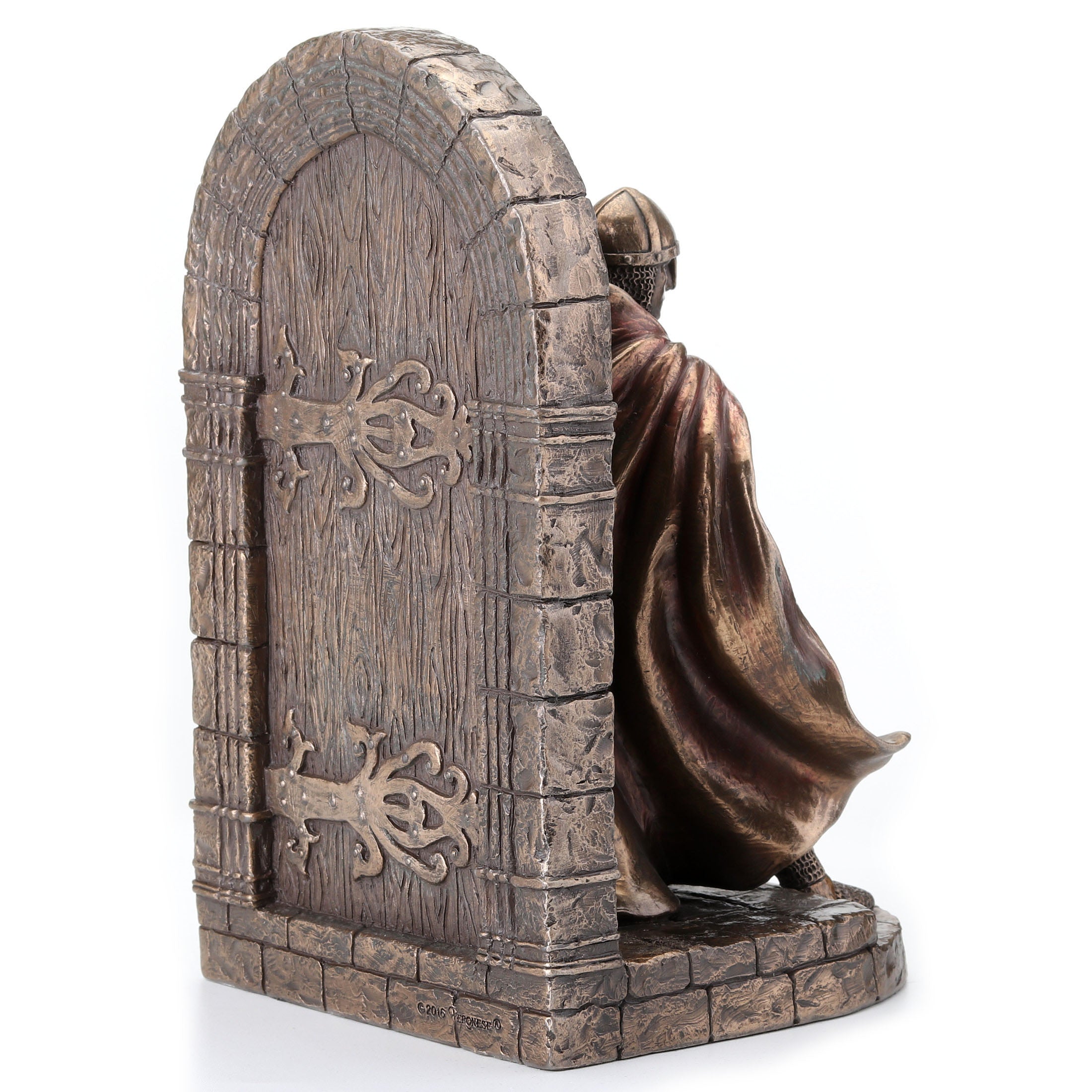 Armored Maltese Crusader With Sword And Shield Guarding Door Bookend (Single Bookend)