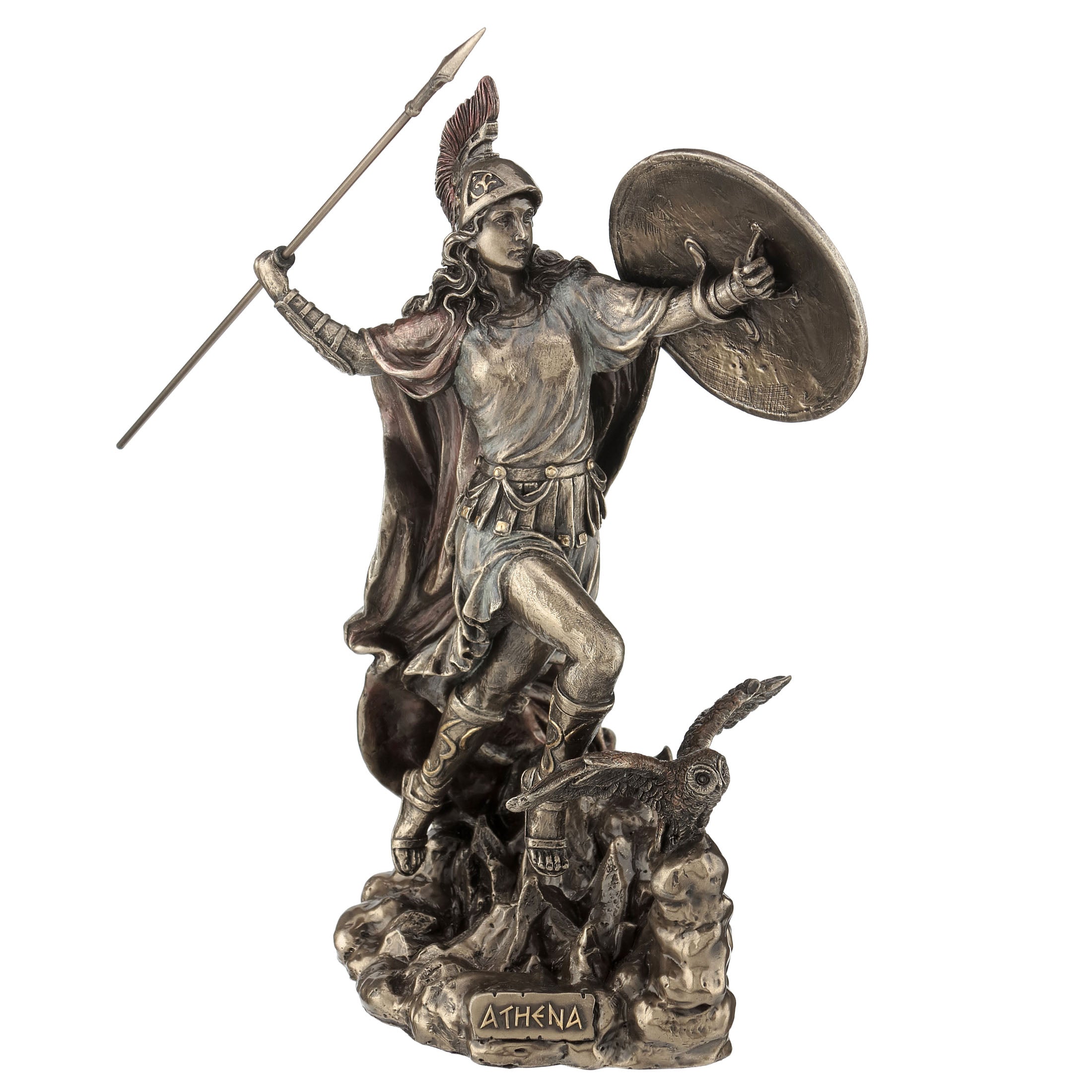 Athena Throwing Javelin With Owl Of Wisdom