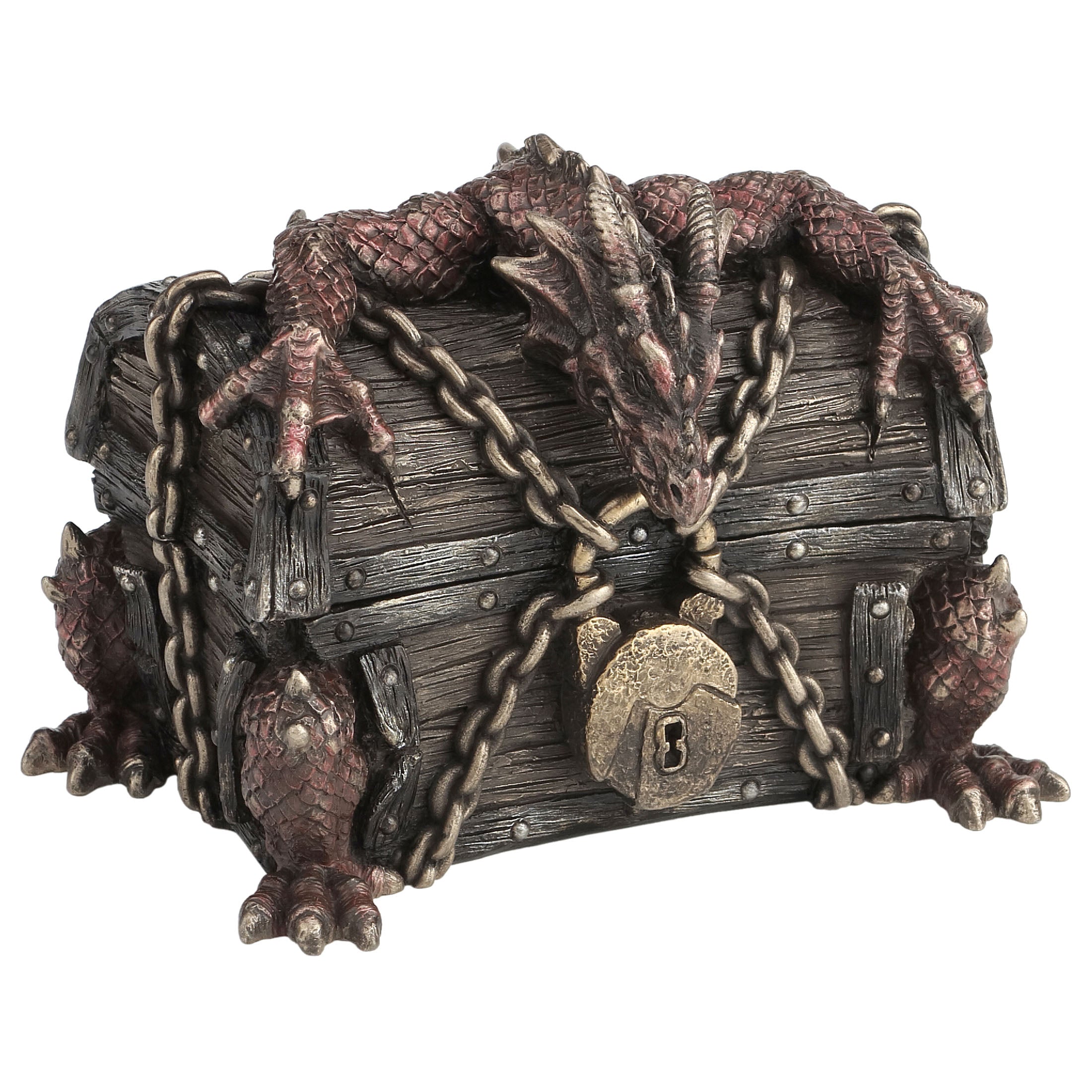 Dragon Breaking Out Of Chained Chest Trinket Box