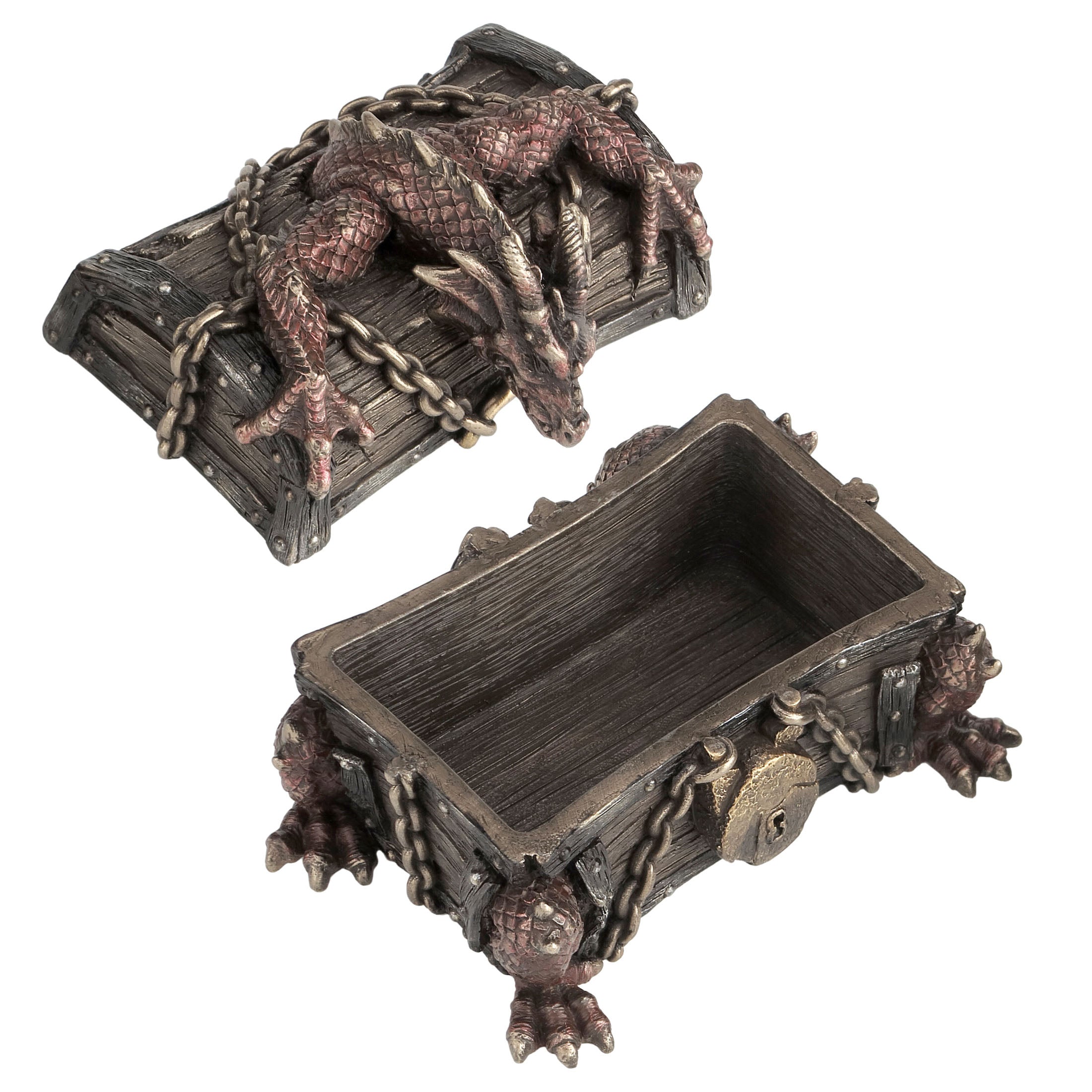 Dragon Breaking Out Of Chained Chest Trinket Box