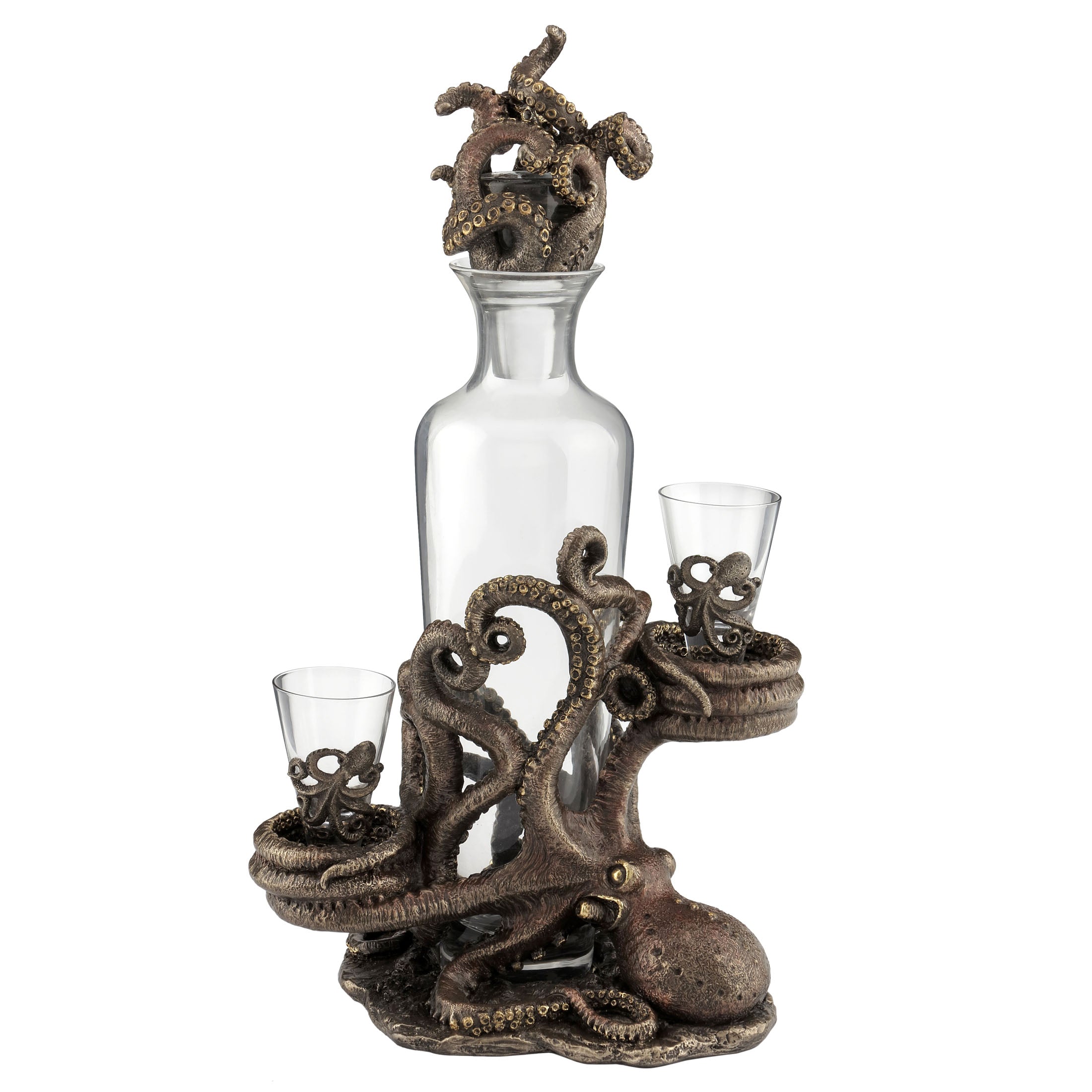 Steampunk Octopus Spirit Decanter Set (With 2 Shot Glasses)