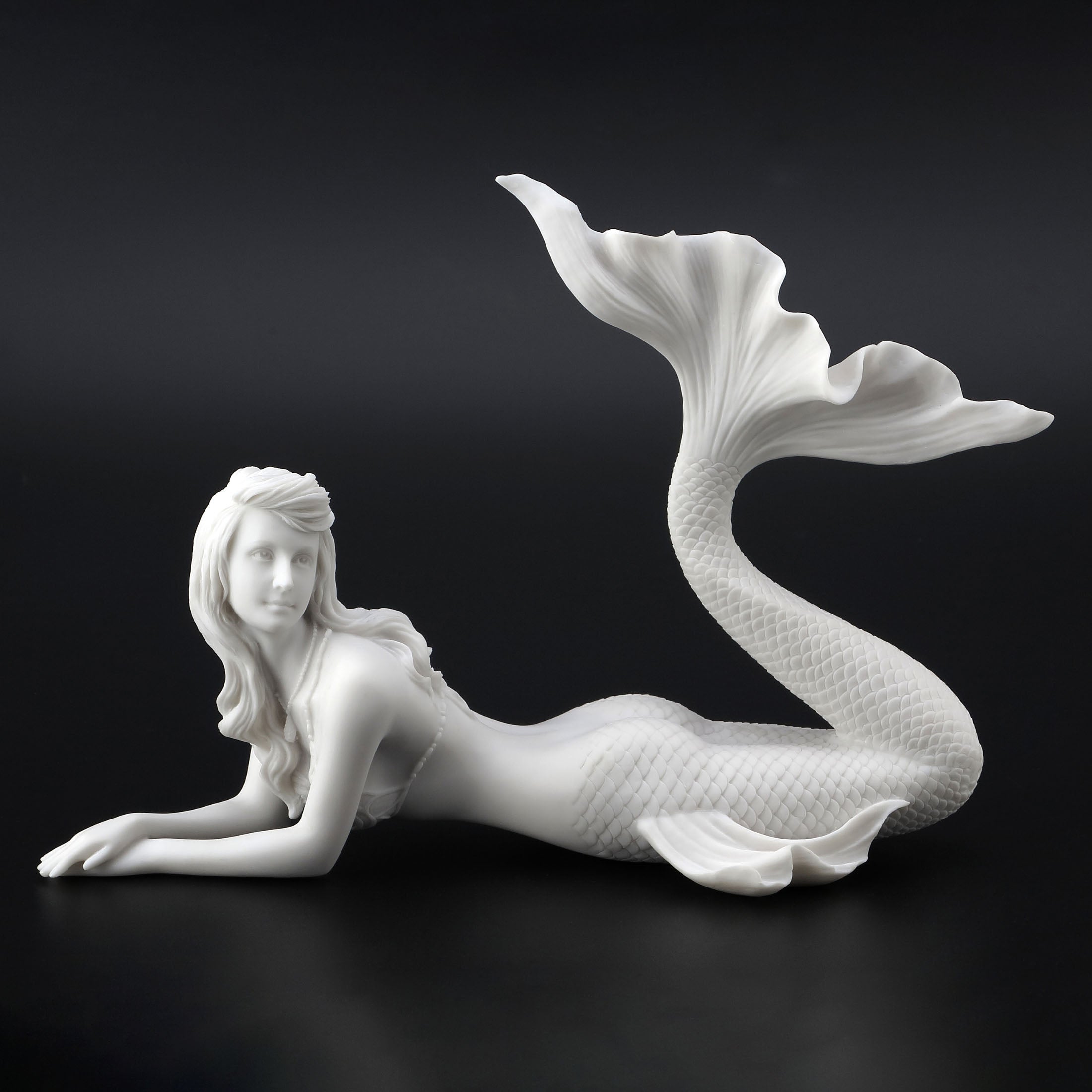 Mermaid Lying Down 11 Inch (Marble White Color)