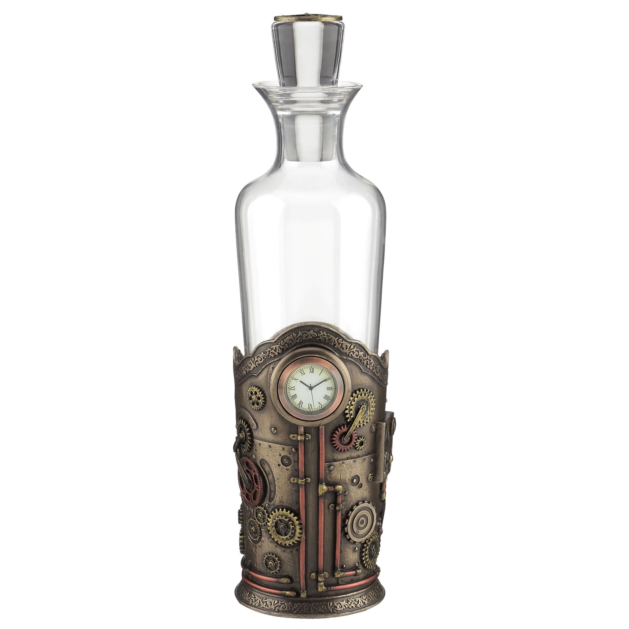 Steampunk Spirit Decanter With Clock