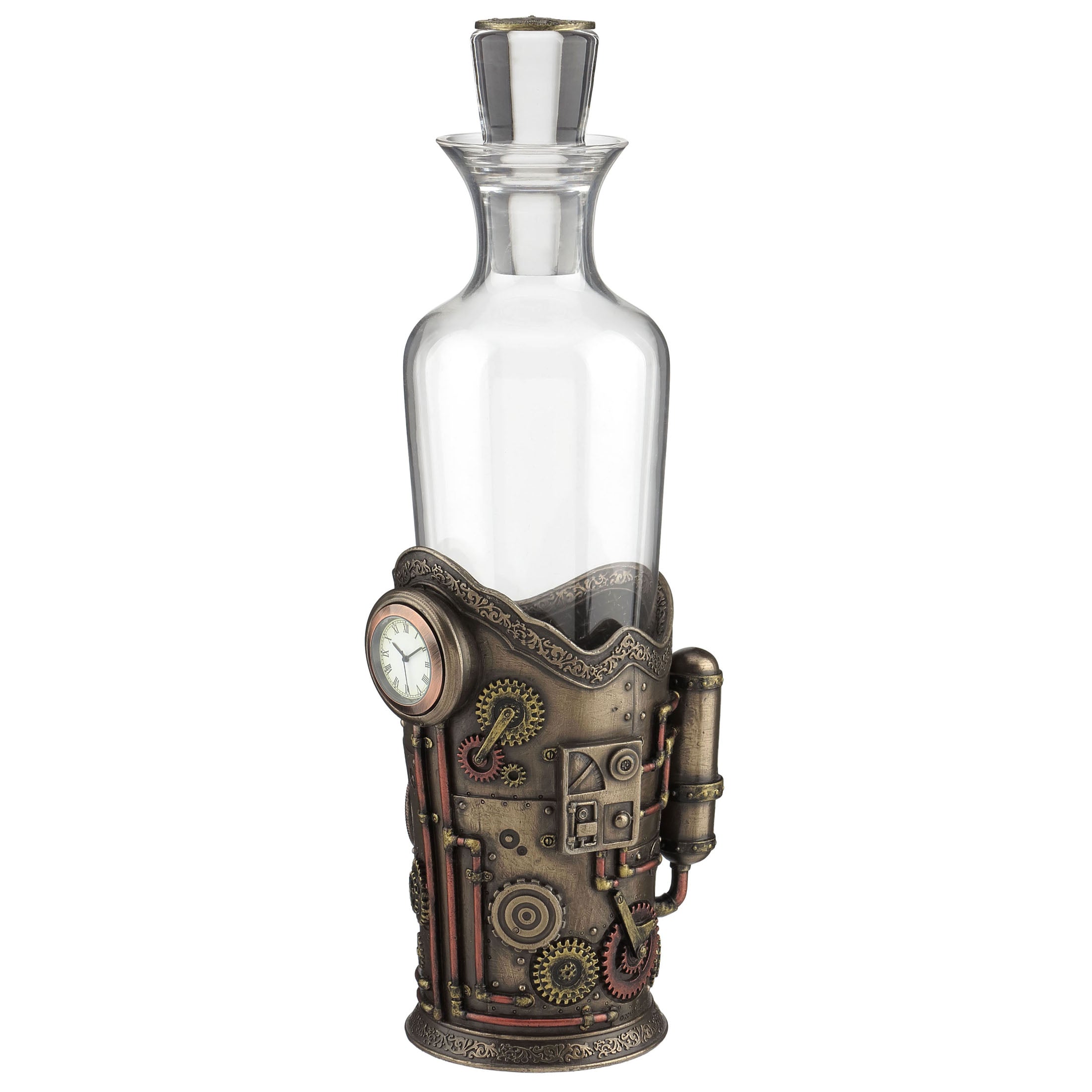 Steampunk Spirit Decanter With Clock