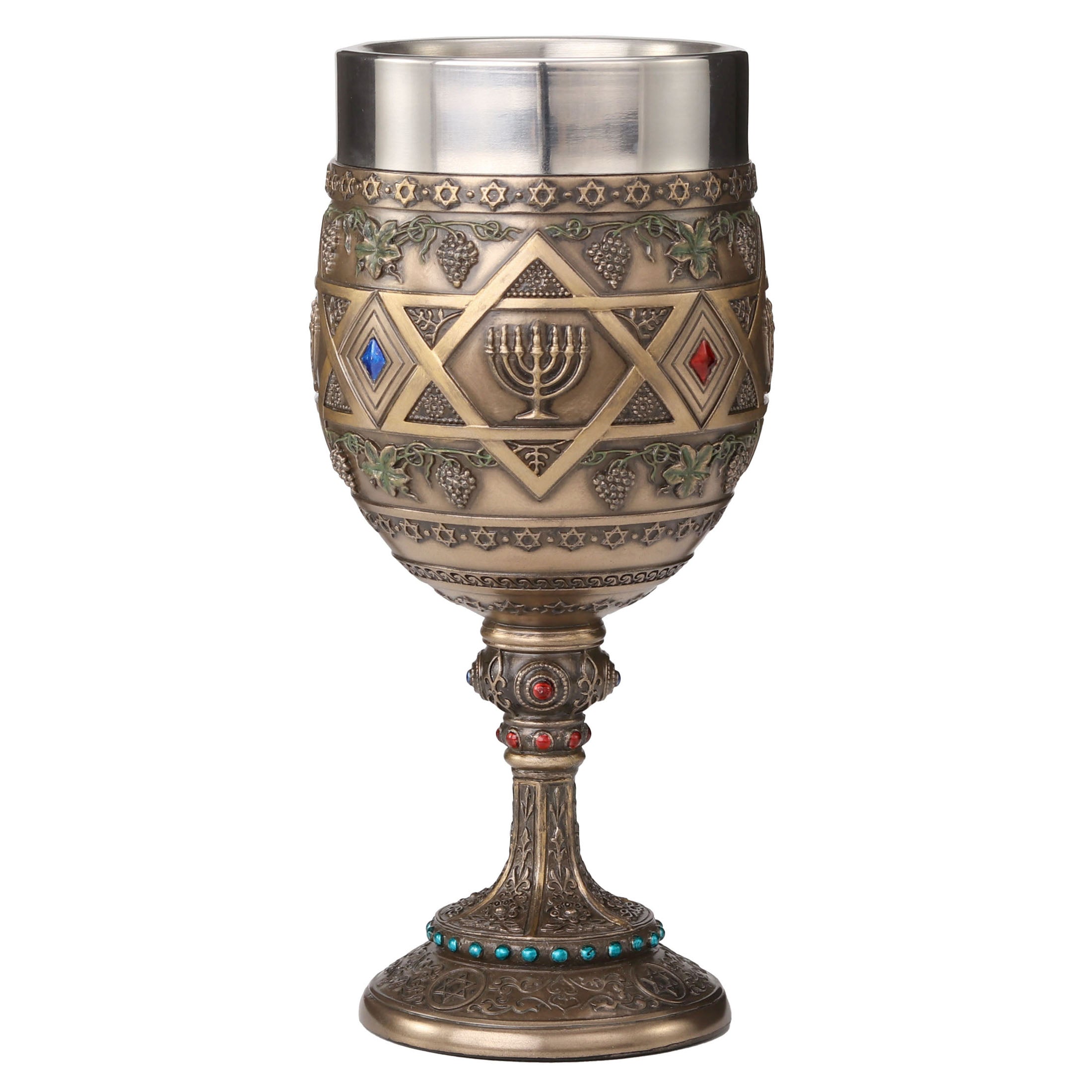 Star Of David Menorah Kiddush Shabbat Cup Chalice