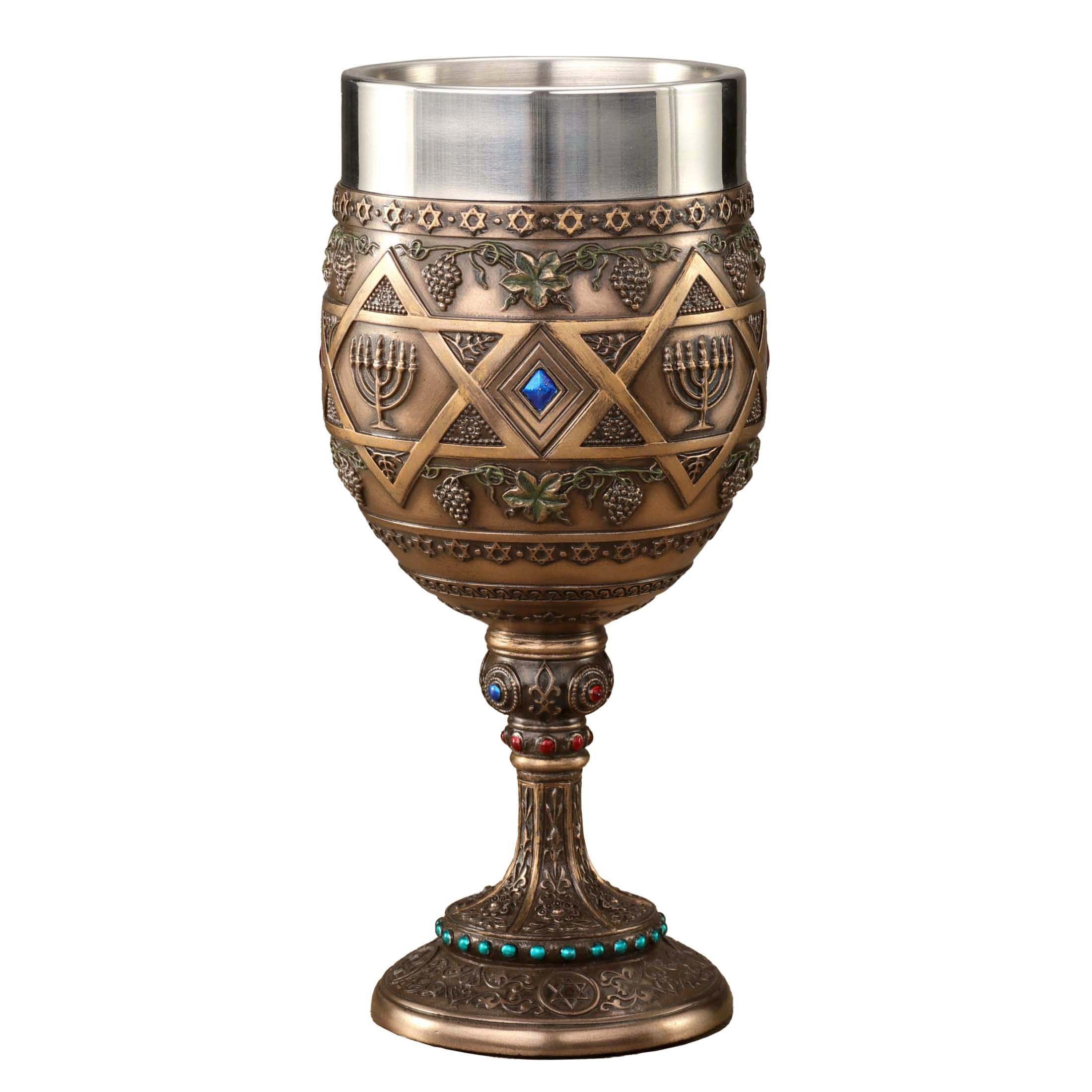 Star Of David Menorah Kiddush Shabbat Cup Chalice
