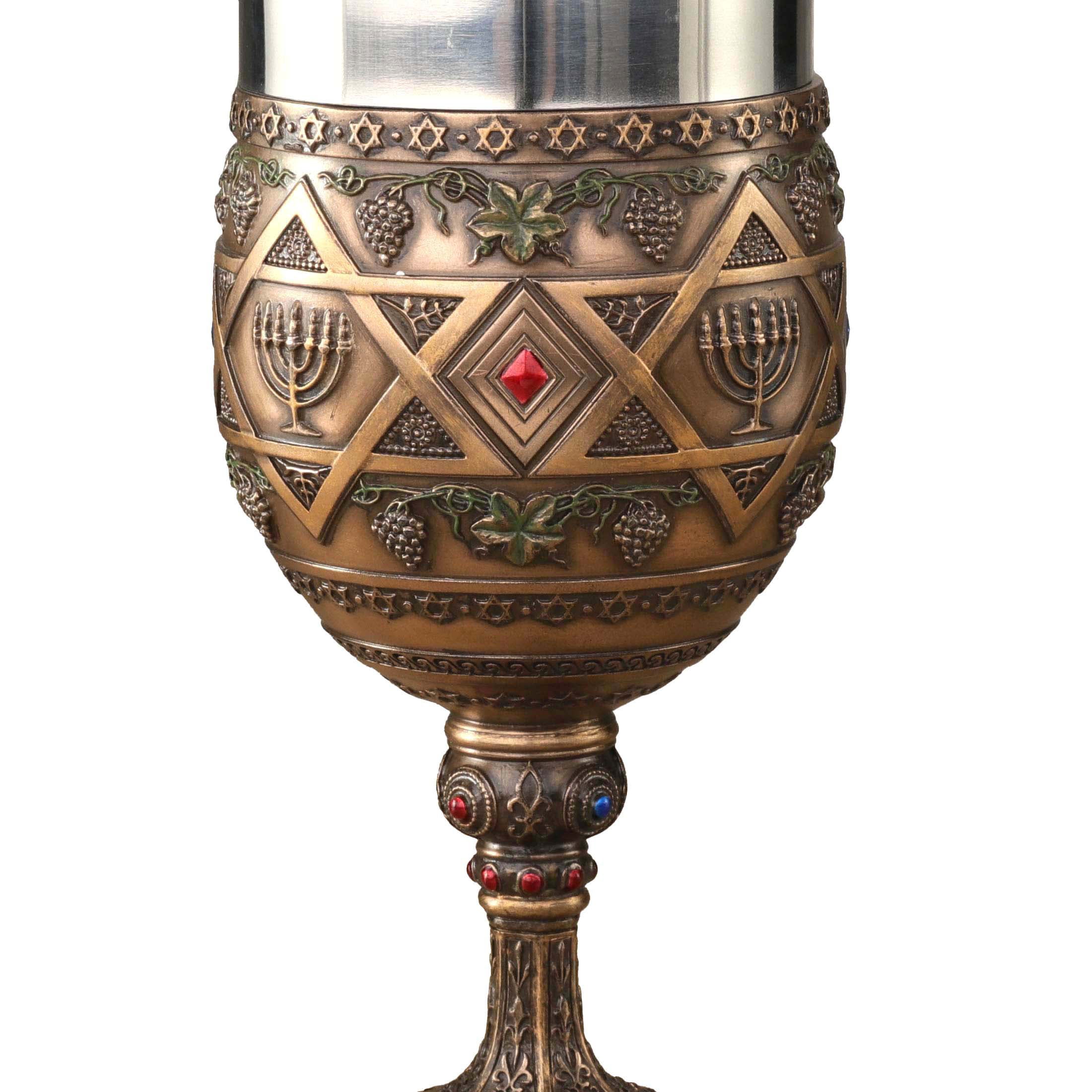 Star Of David Menorah Kiddush Shabbat Cup Chalice