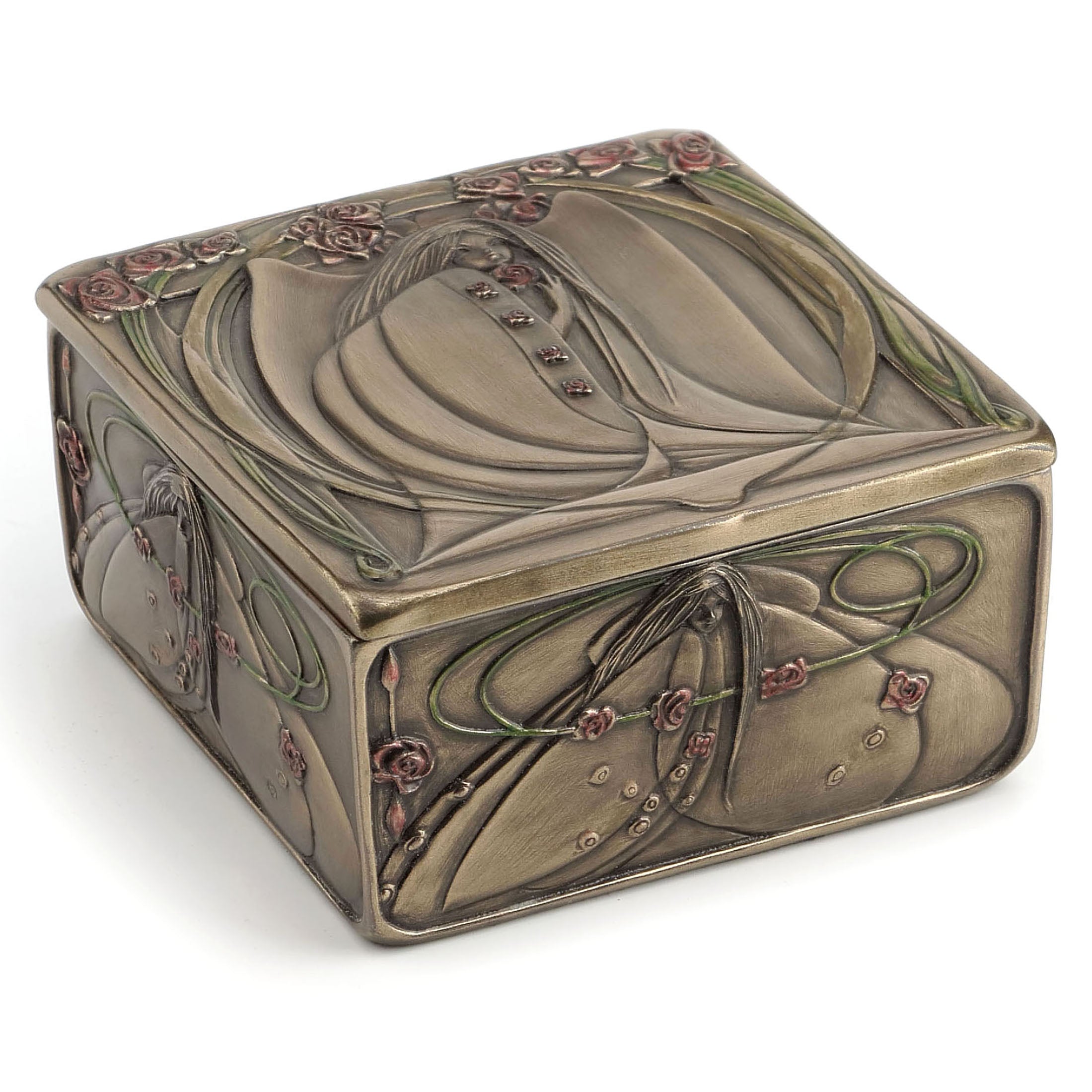 Mackintosh Style Art Nouveau Rose Maiden Trinket Box