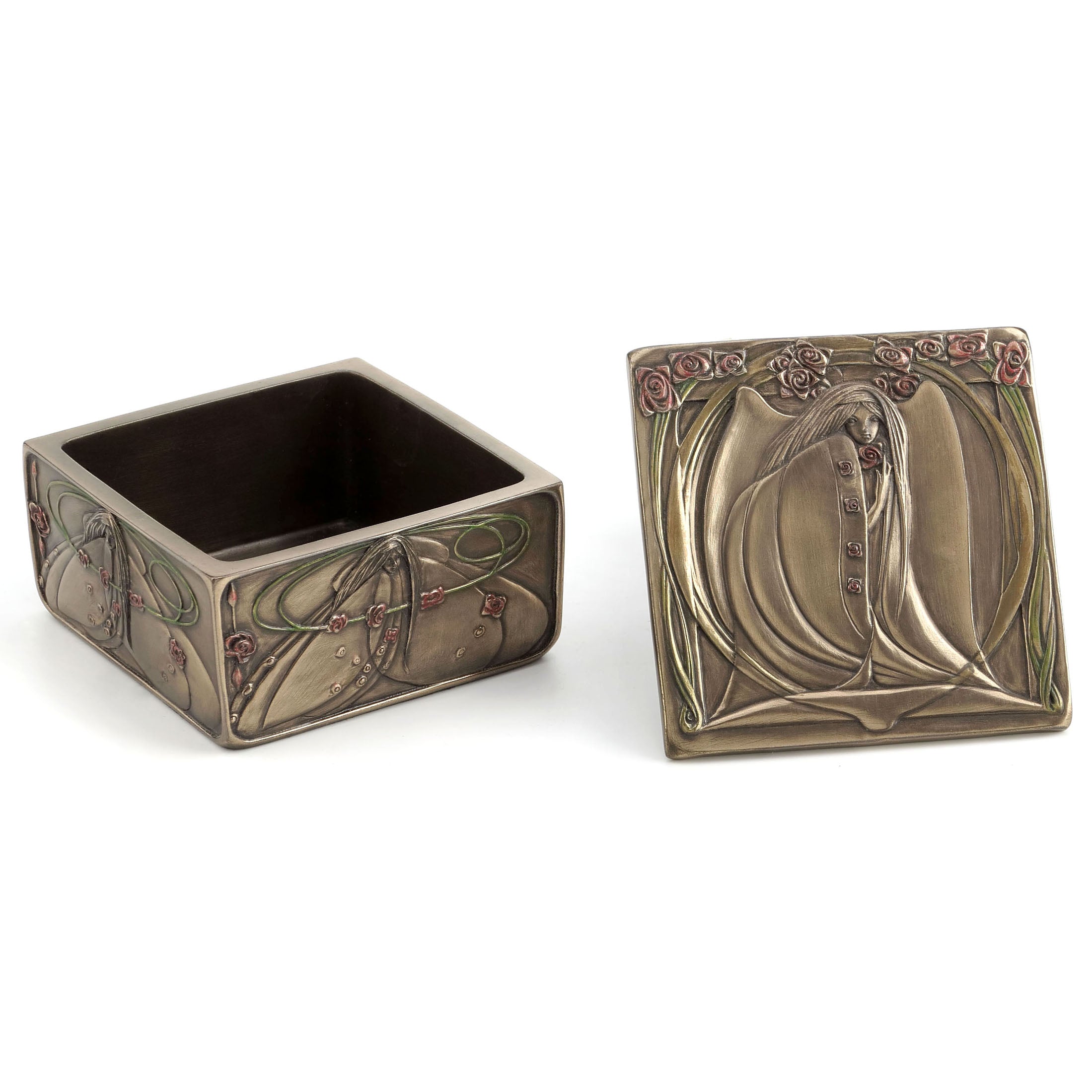 Mackintosh Style Art Nouveau Rose Maiden Trinket Box