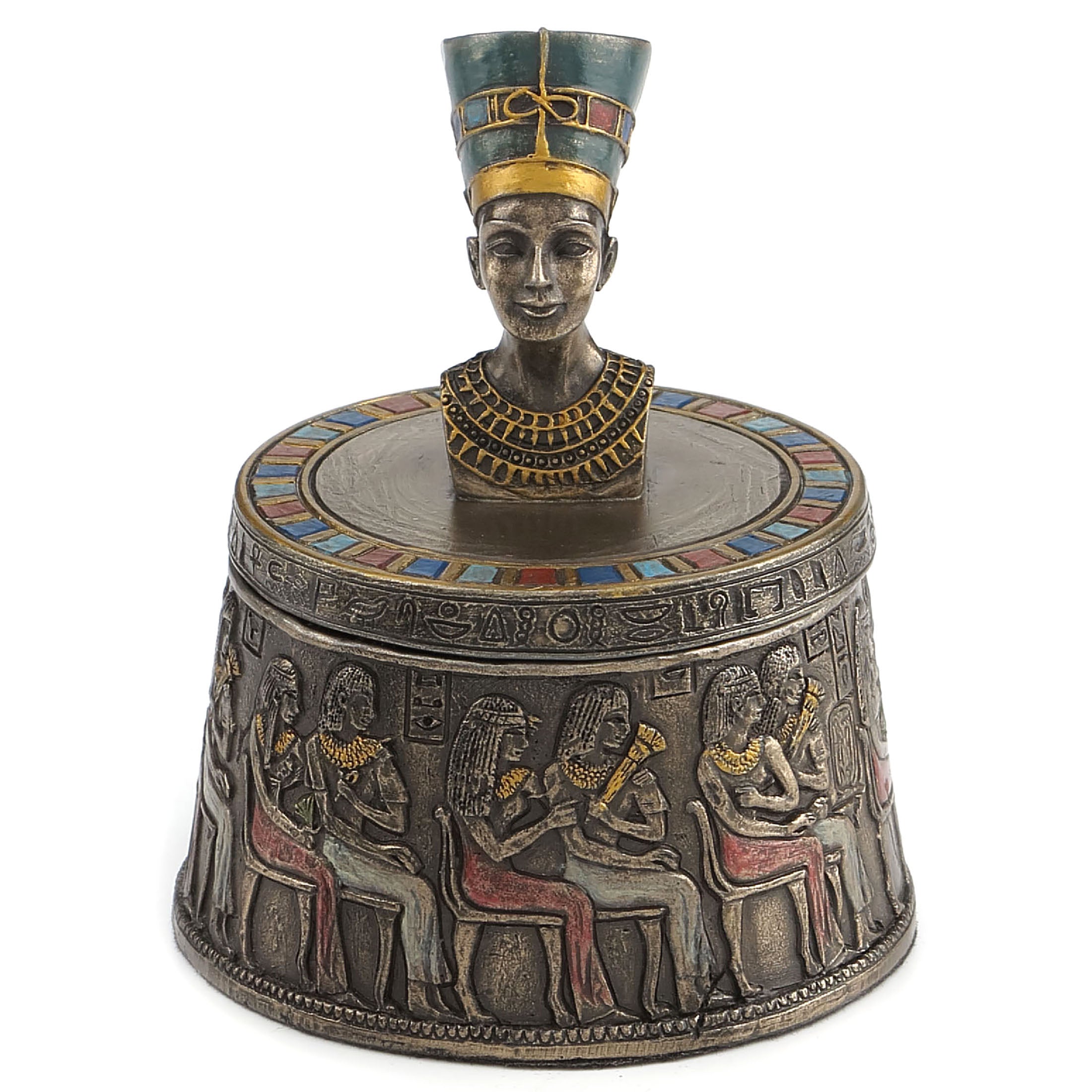 Bust Of Nefertiti Egyptian Round Trinket Box