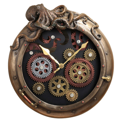 Steampunk Octopus Porthole Wall Clock
