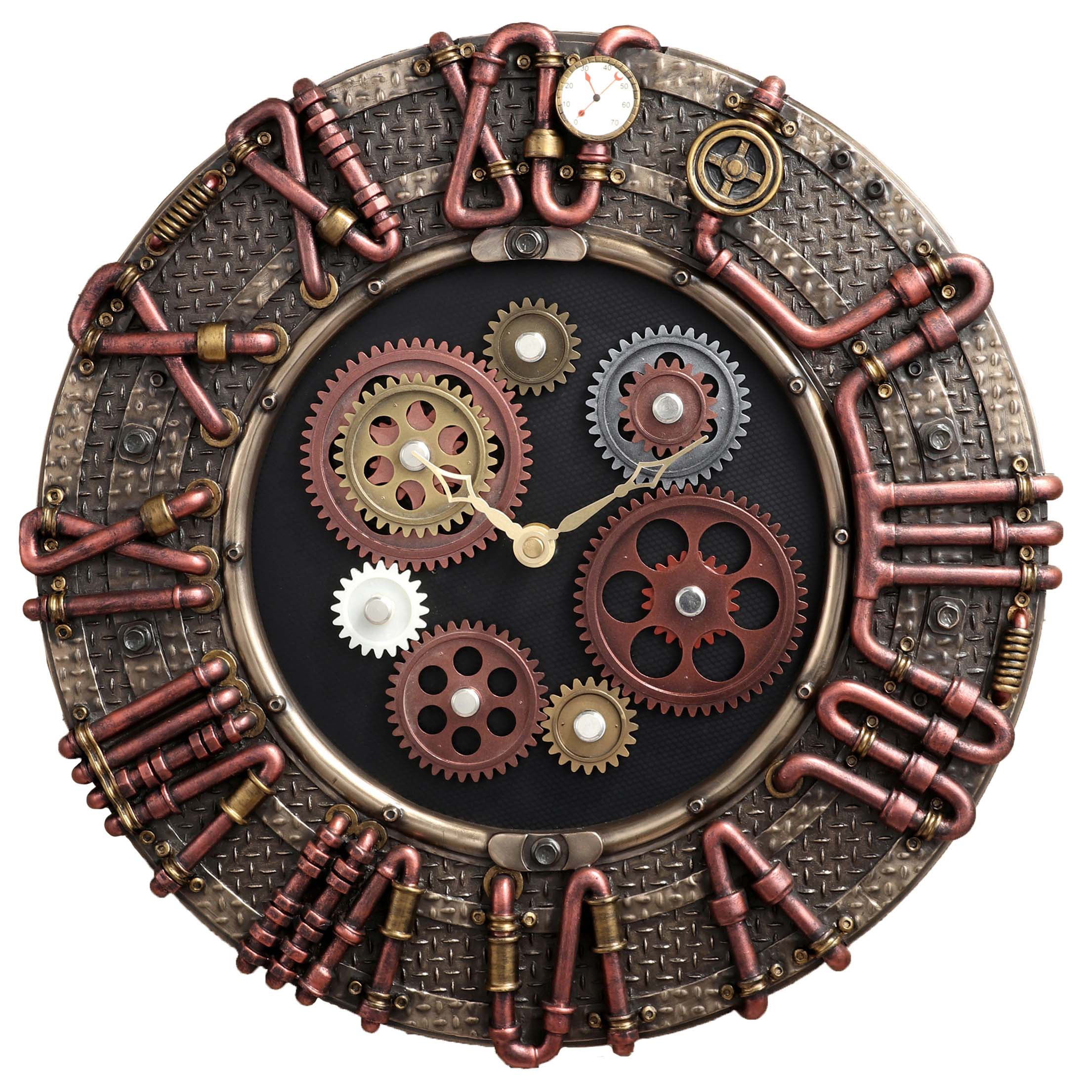 Steampunk Brass Conduit Wall Clock
