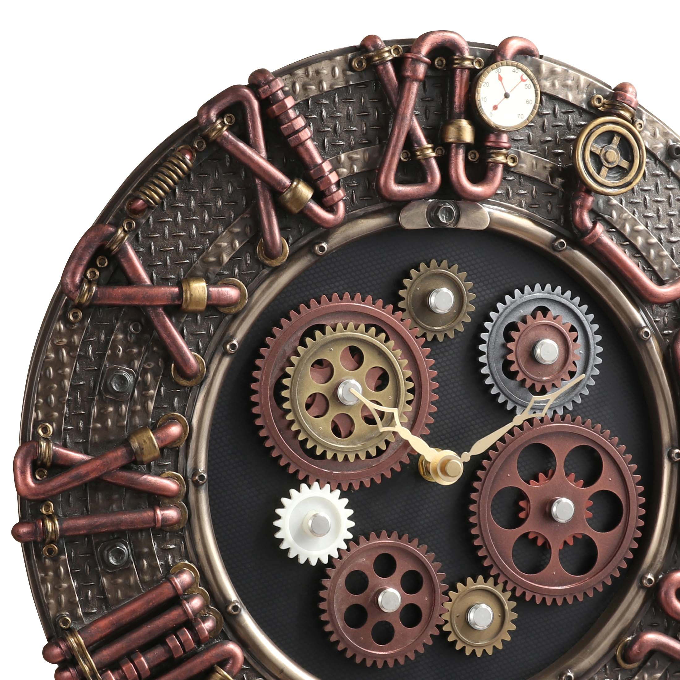 Steampunk Brass Conduit Wall Clock