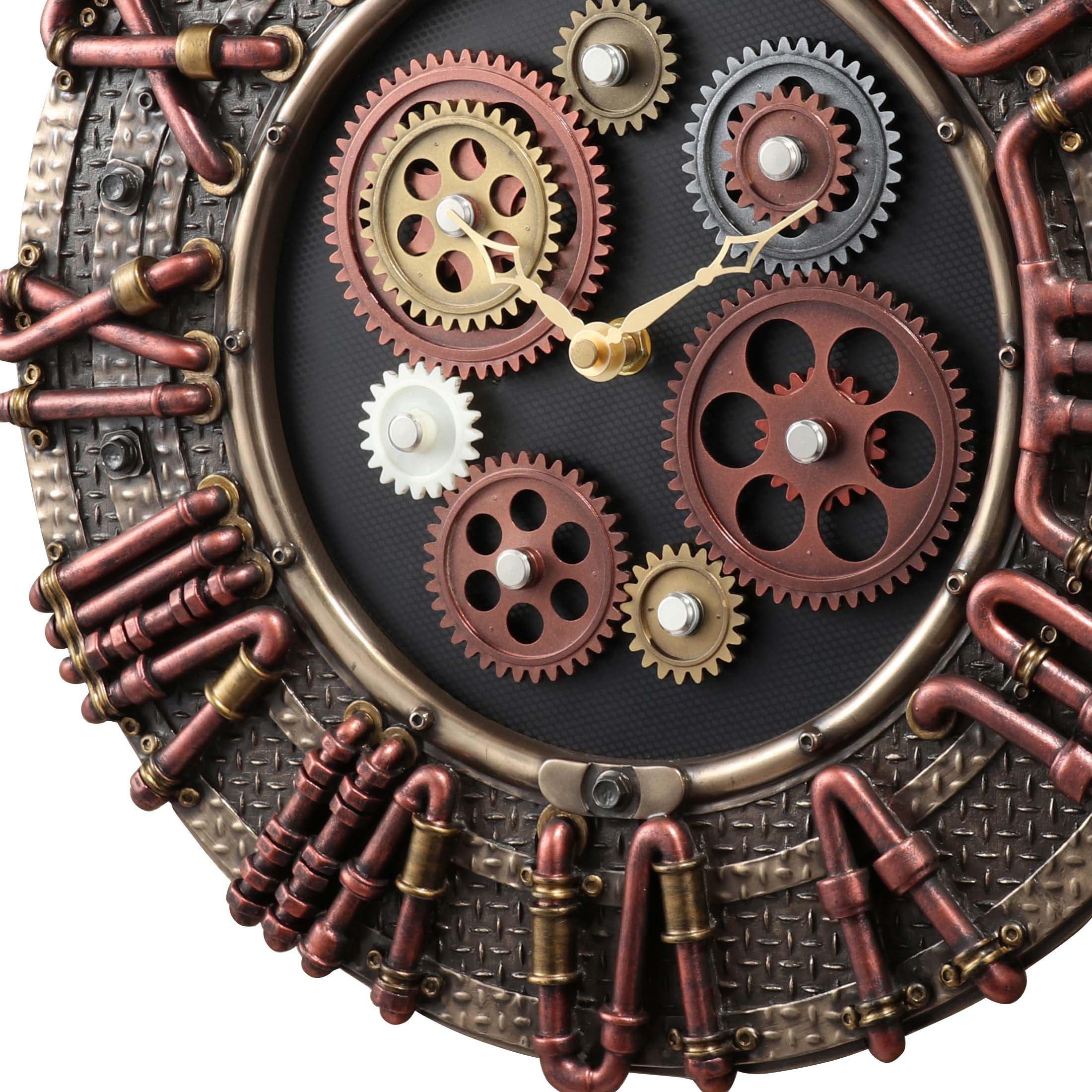 Steampunk Brass Conduit Wall Clock