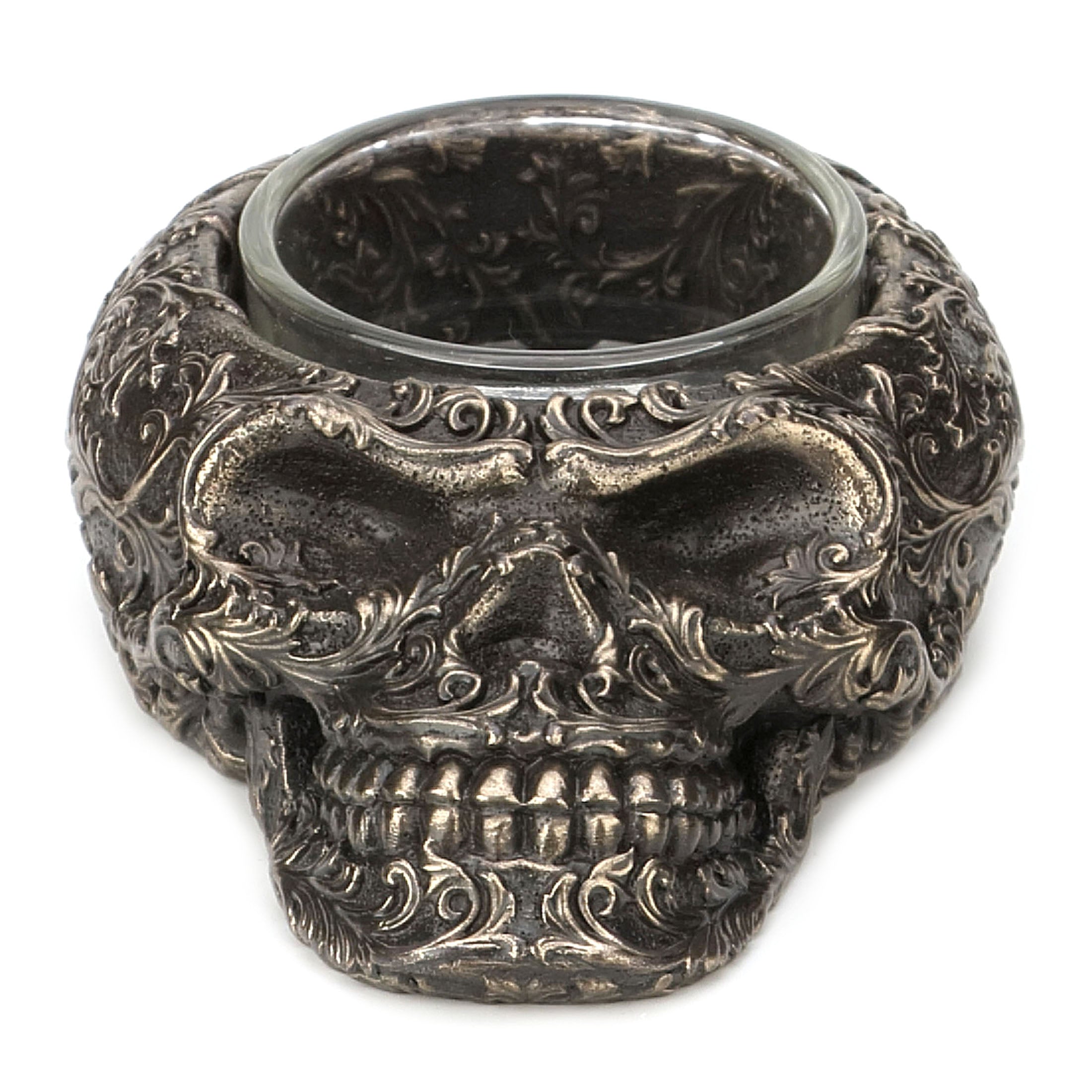 Steampunk Decorative Flat Skull Candle Holder