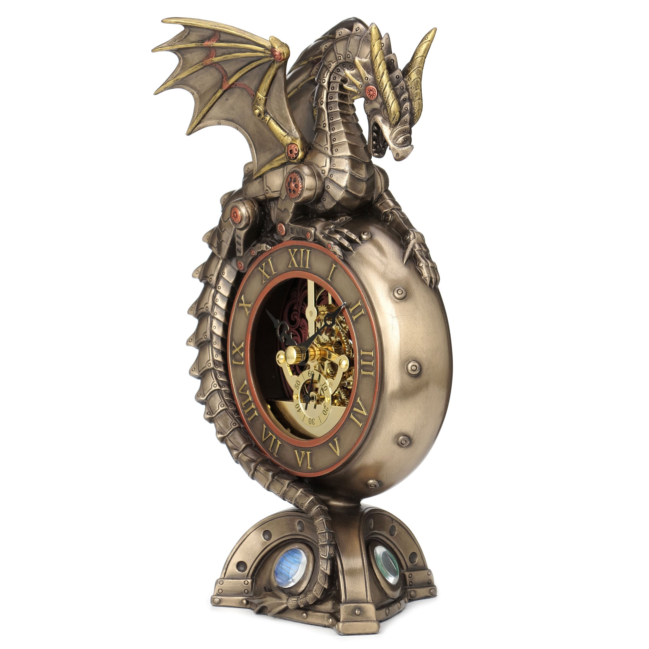 Steampunk Dragon Perching On Clock