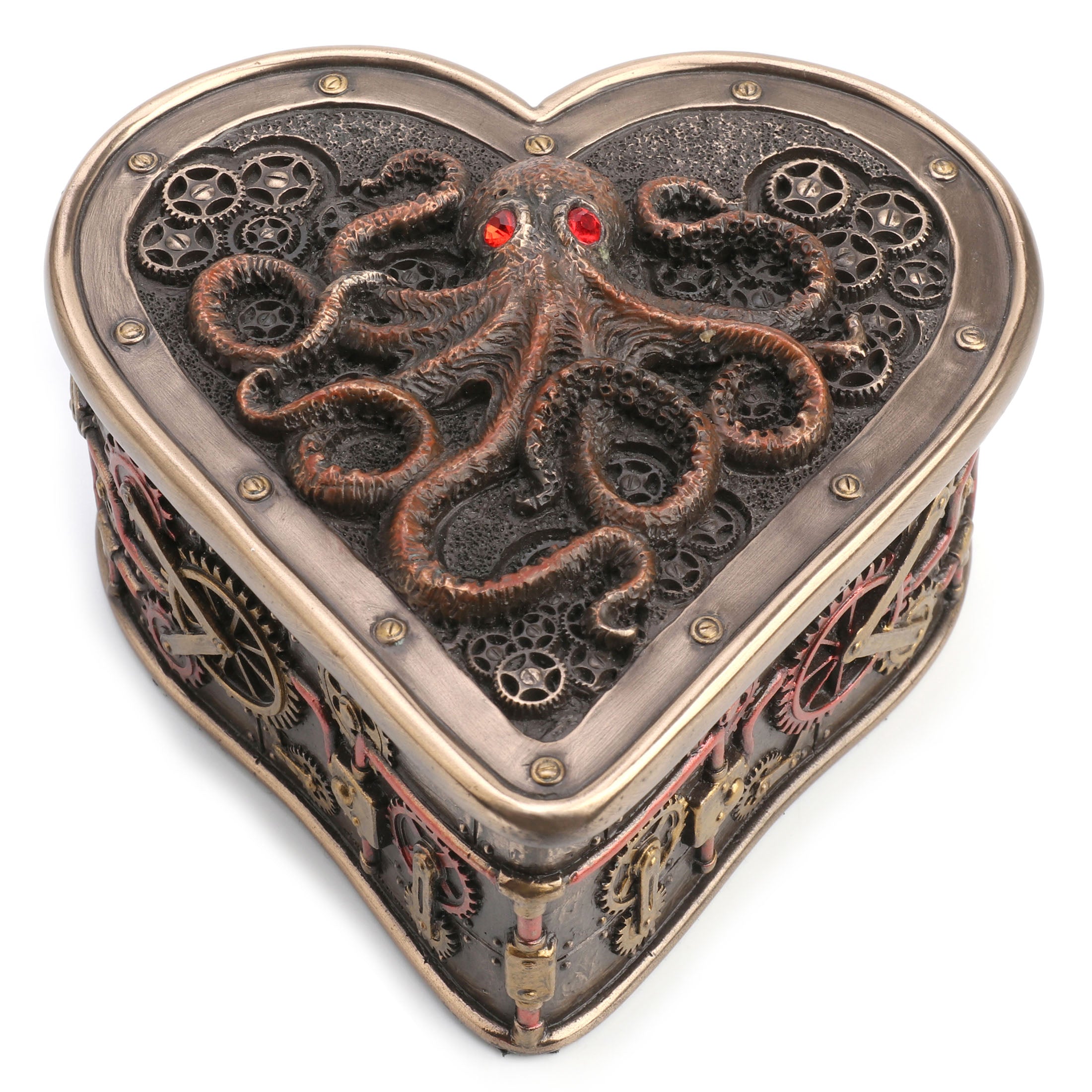 Steampunk Octopus Heart shaped Trinket Box