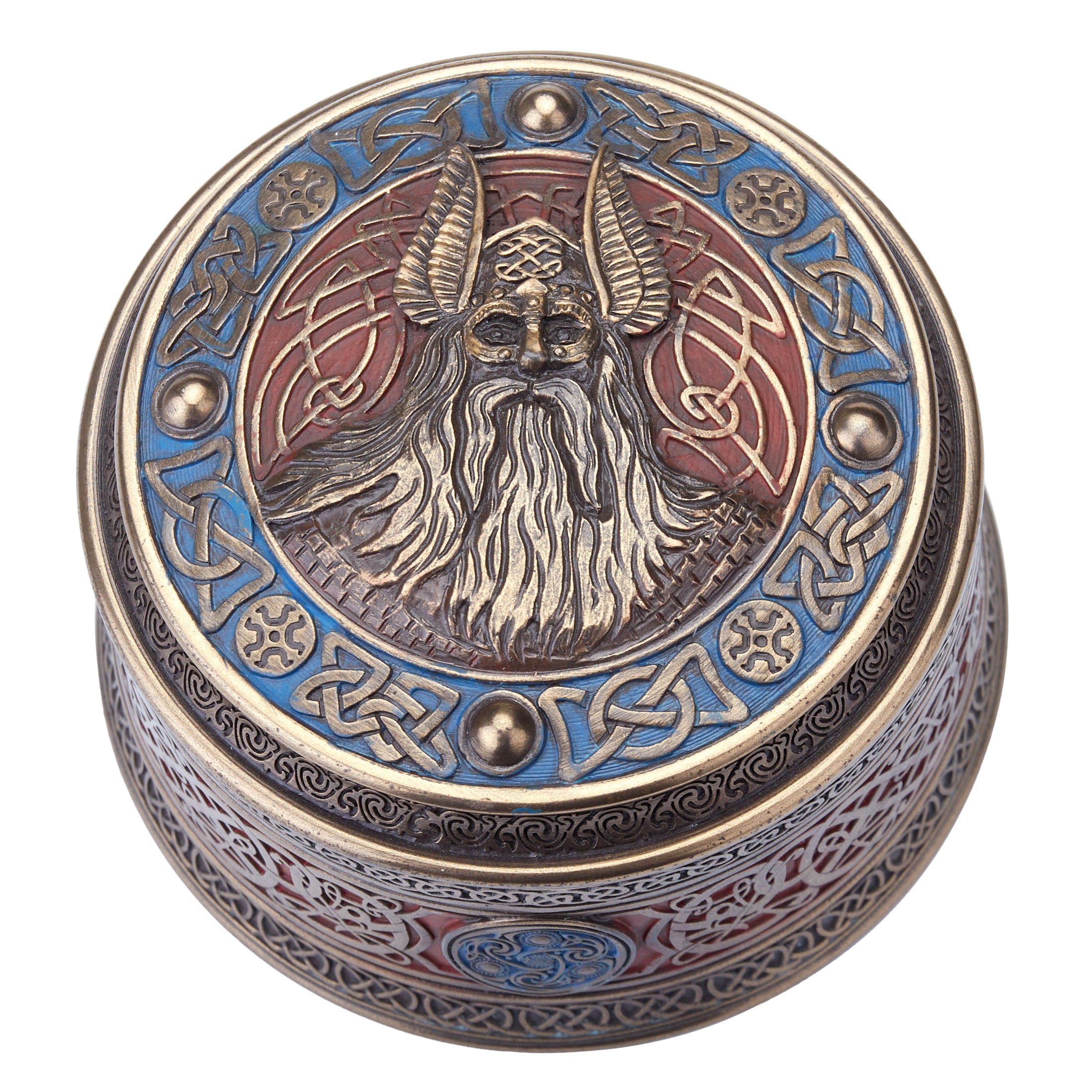 Norse God Odin Round Viking Trinket Box