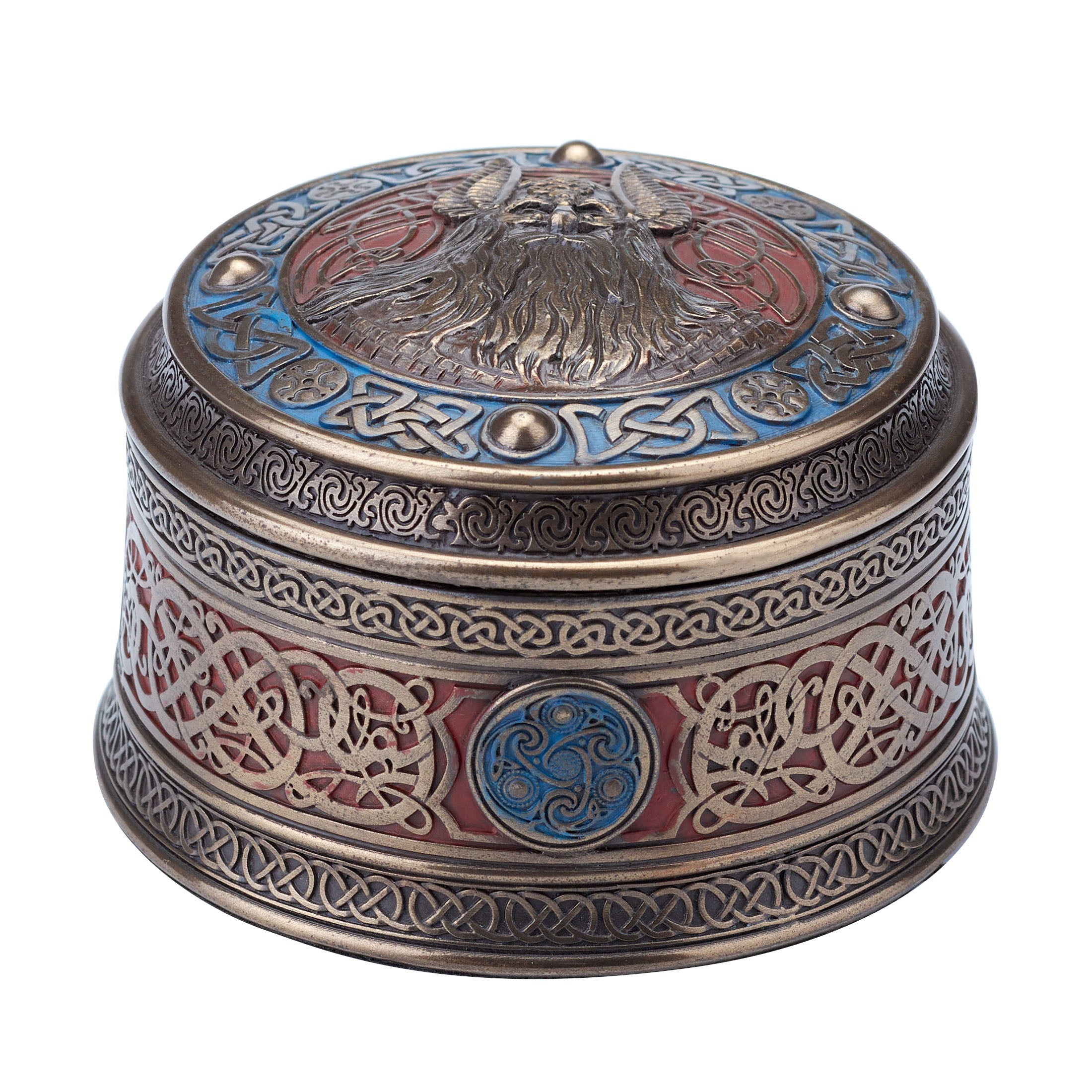 Norse God Odin Round Viking Trinket Box