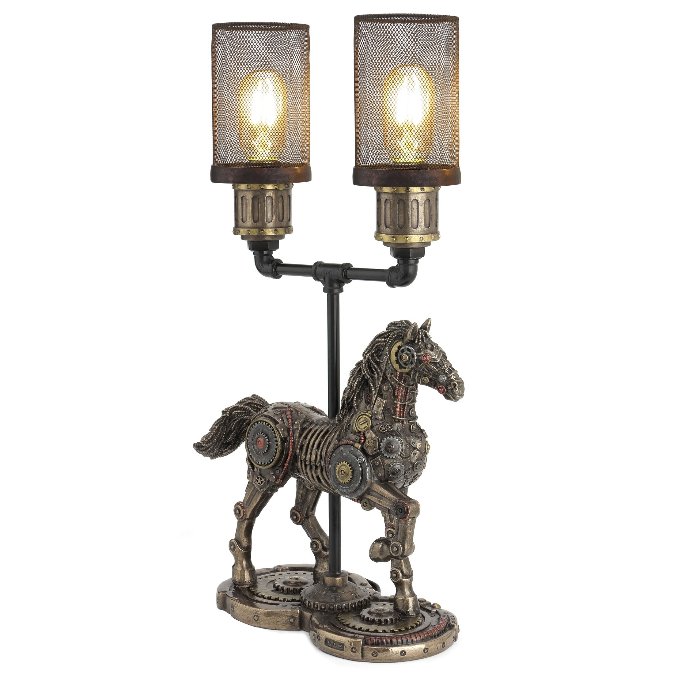 Steampunk Horse Gait Twin Mesh Lamp