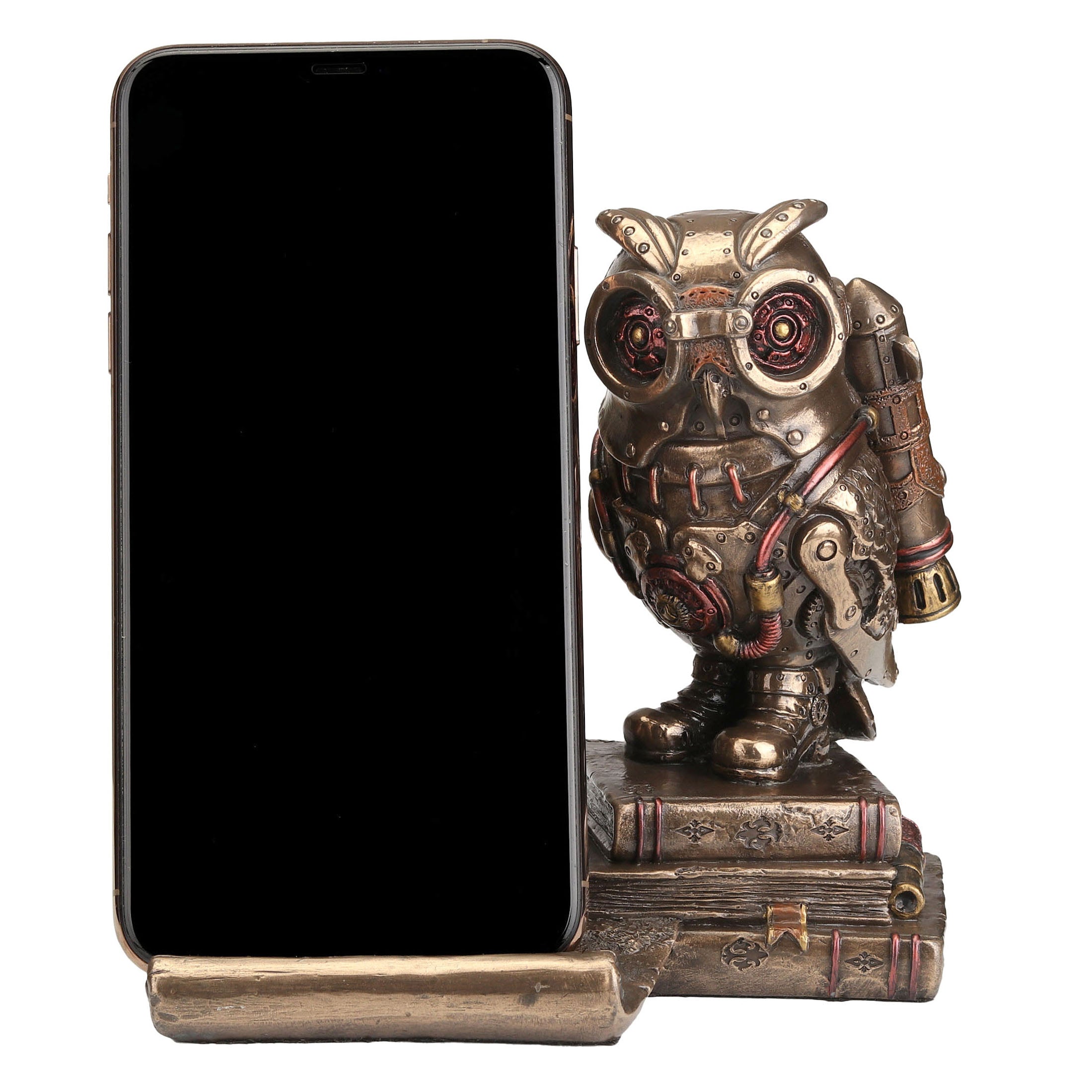 Steampunk Owl Cell Phone Stand Pen Holder