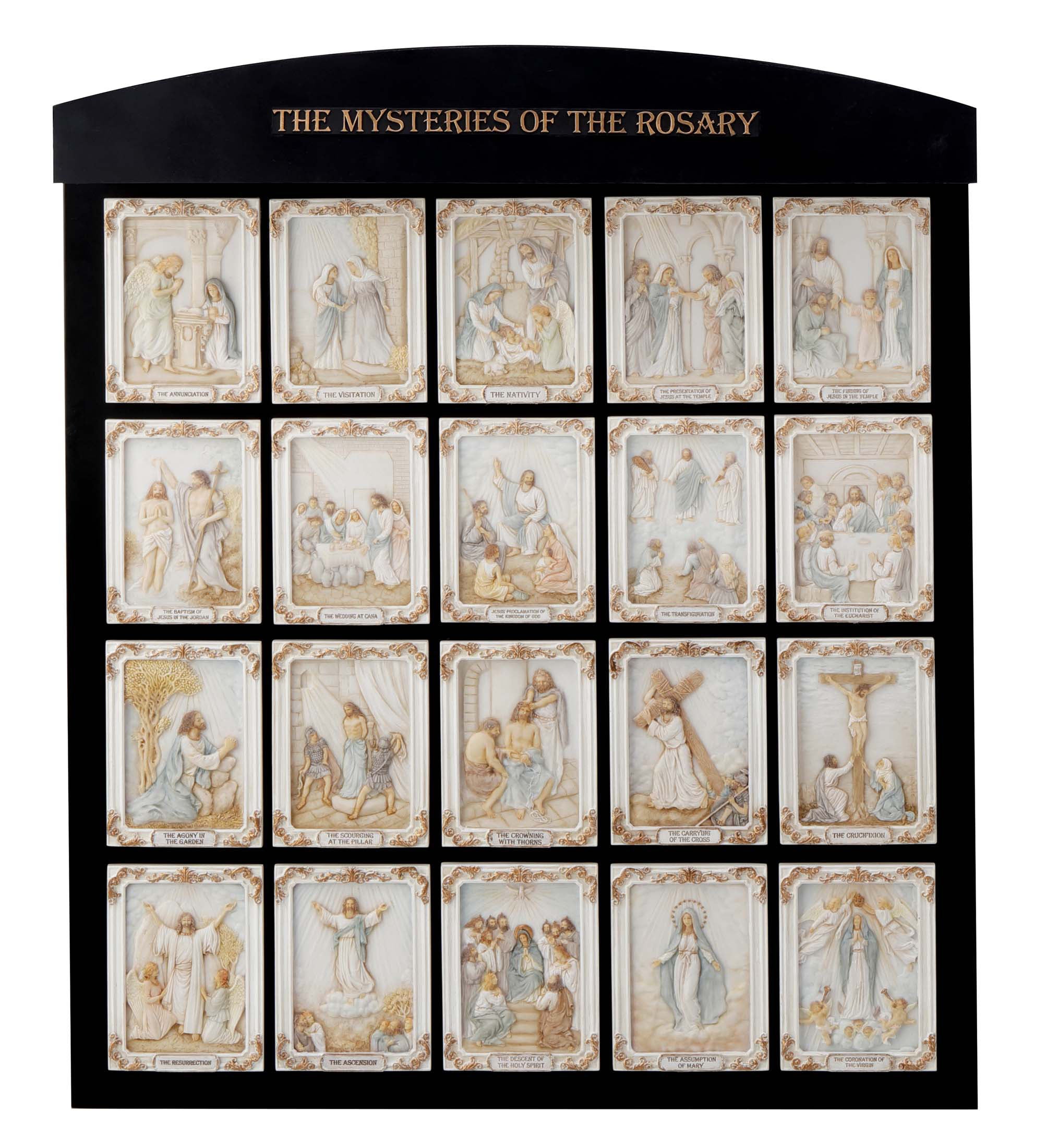 The Mysteries Of The Rosary Set With Wall Display (20pcs With LED Strip)