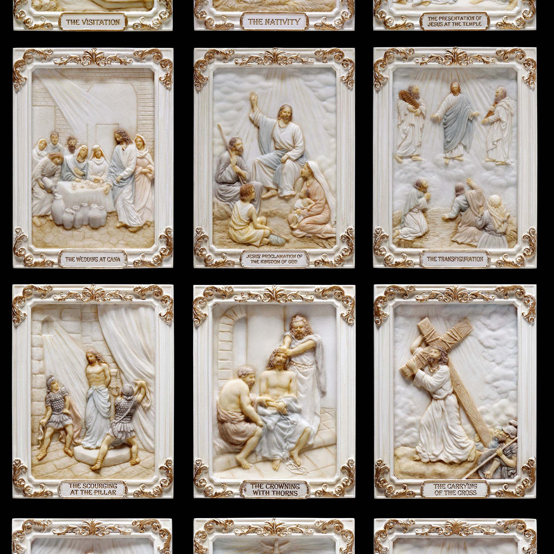 The Mysteries Of The Rosary Set With Wall Display (20pcs With LED Strip)