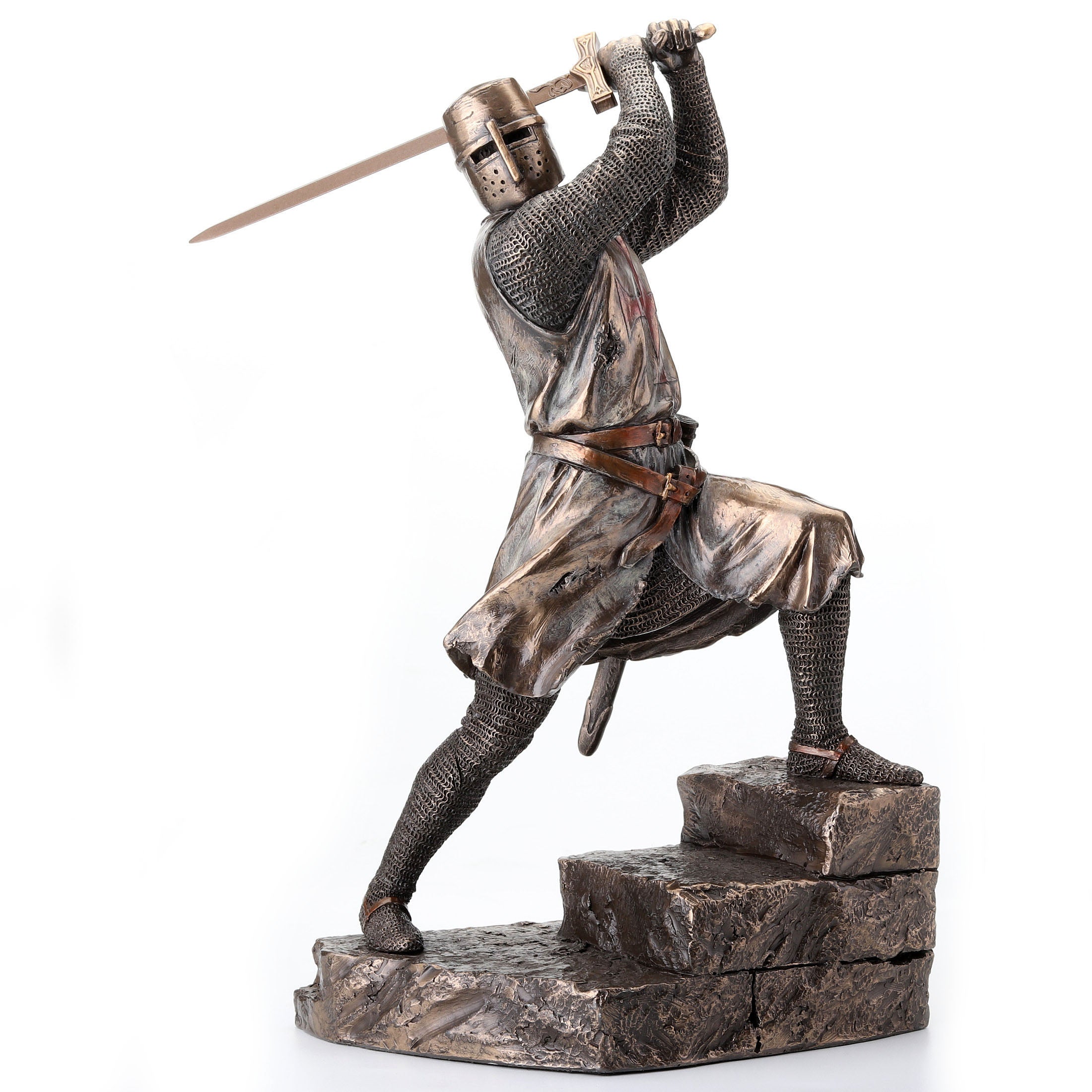 Knights Templar On Stairs Slashing With Two Handed Sword