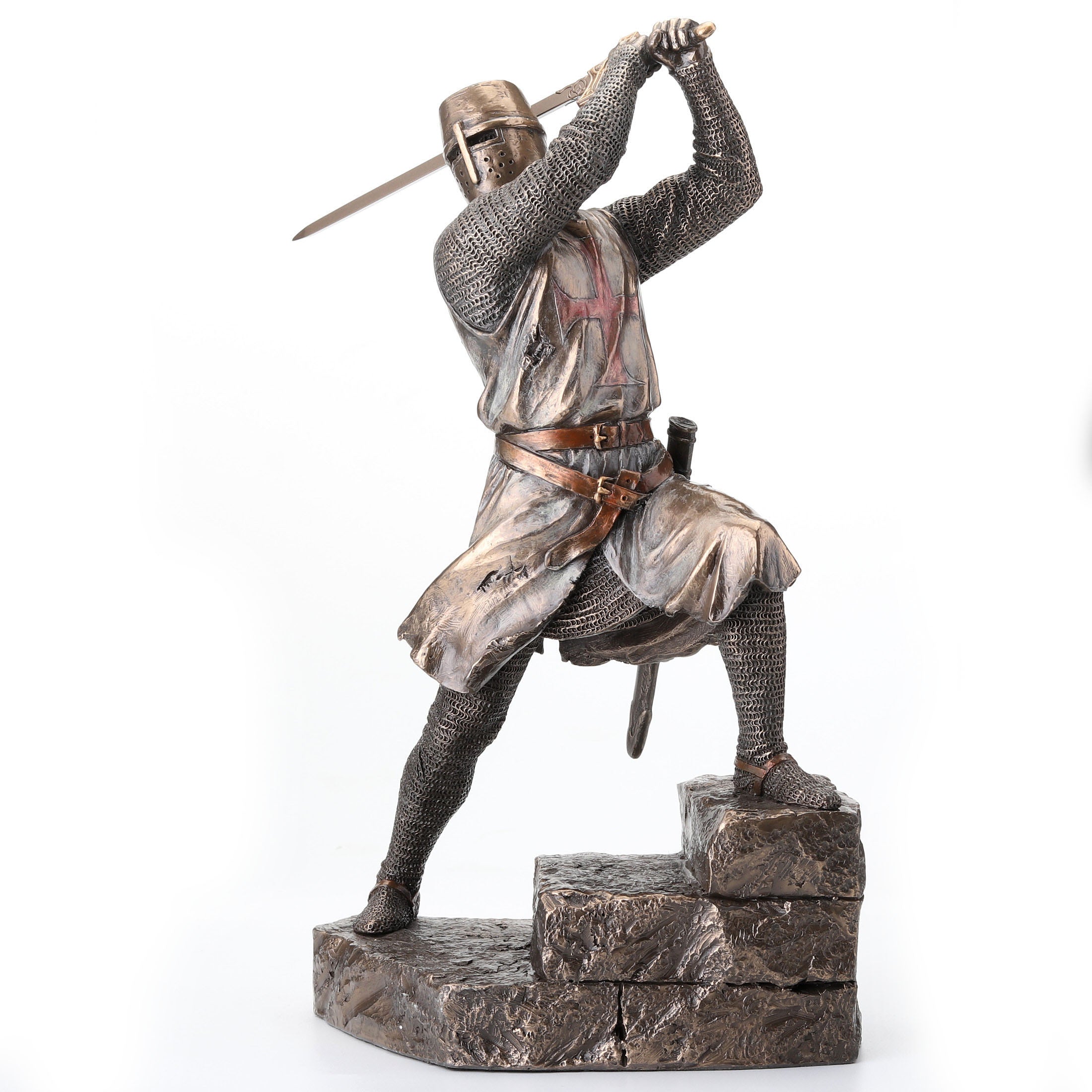 Knights Templar On Stairs Slashing With Two Handed Sword
