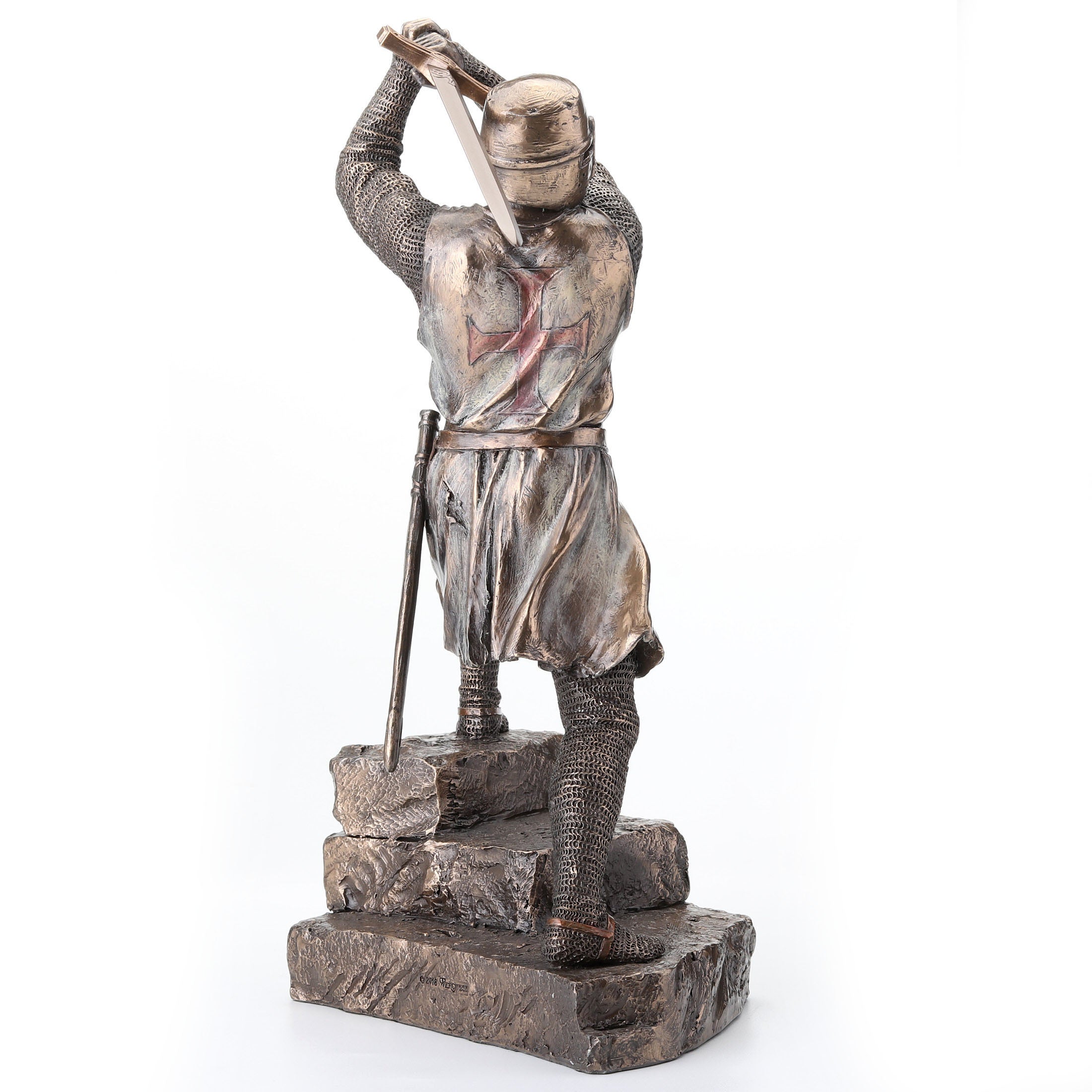 Knights Templar On Stairs Slashing With Two Handed Sword