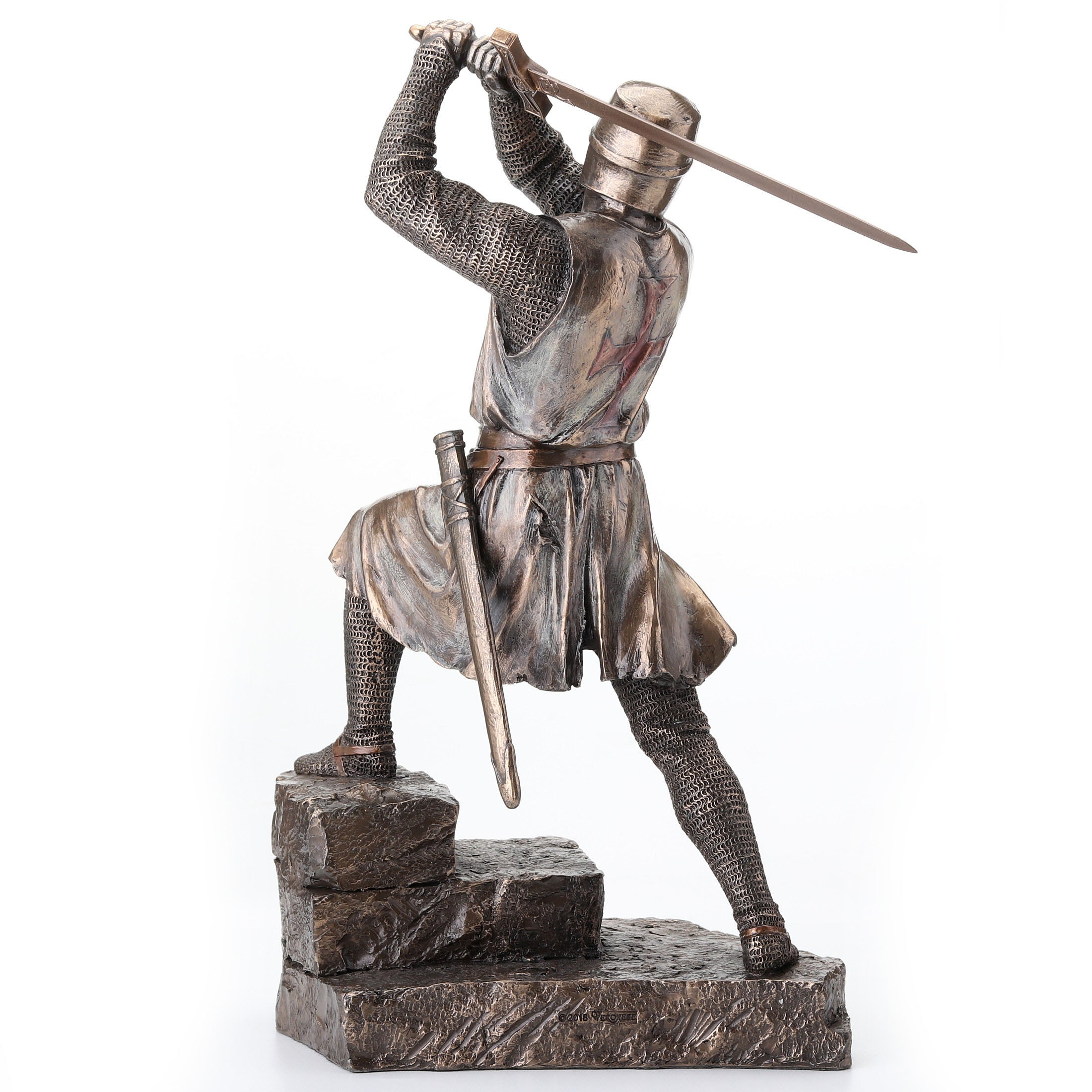 Knights Templar On Stairs Slashing With Two Handed Sword