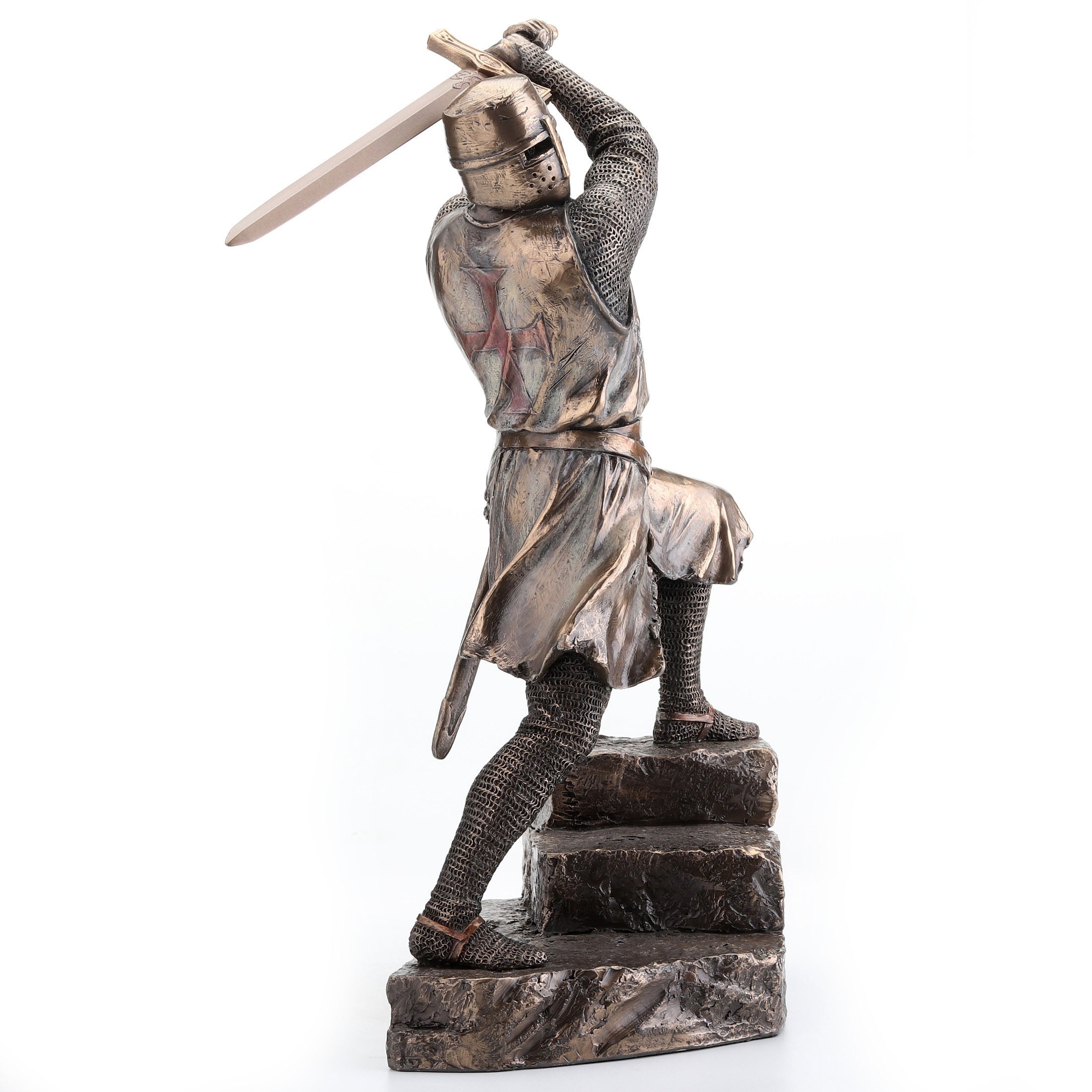 Knights Templar On Stairs Slashing With Two Handed Sword