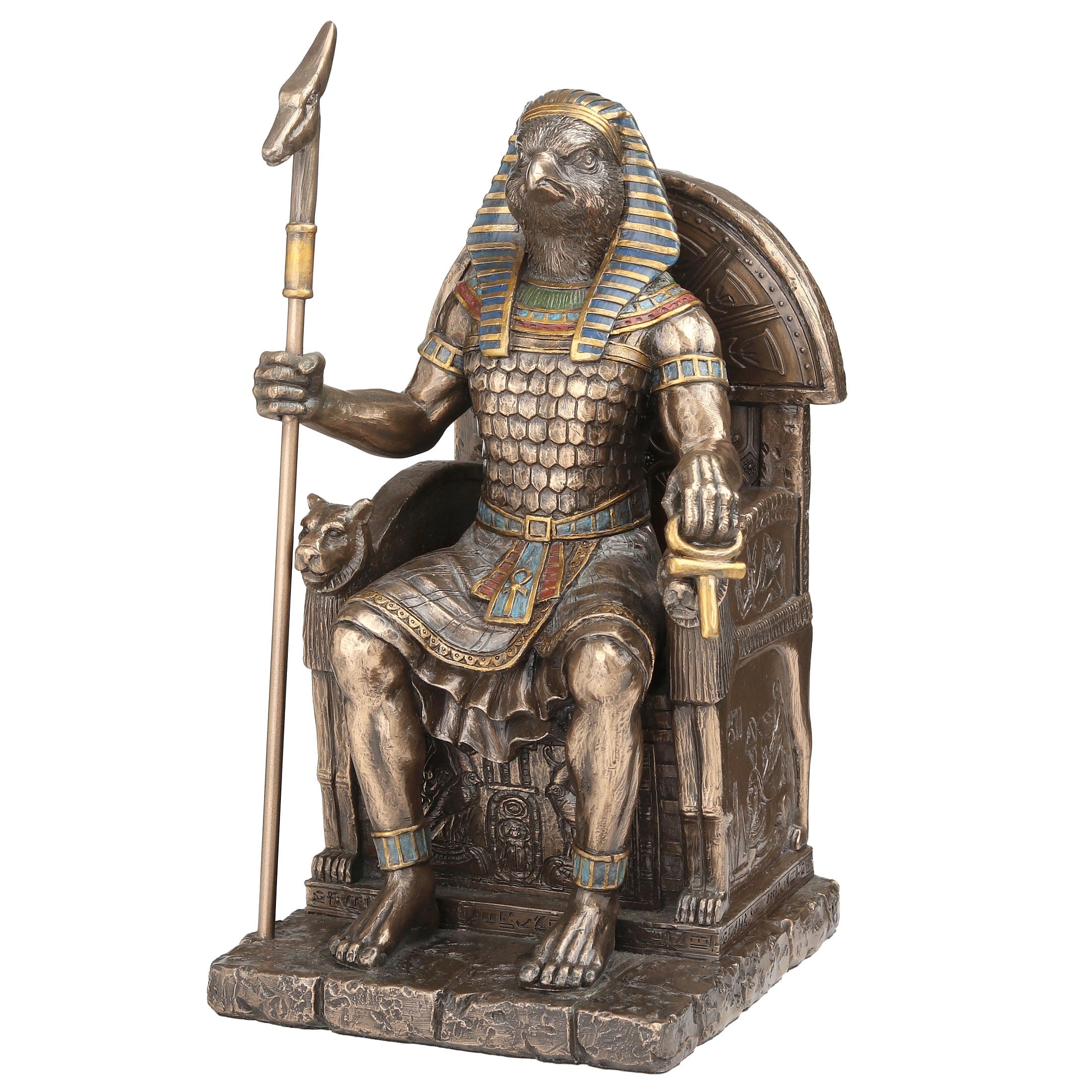 Egyptian Sky God Horus Sitting On Throne