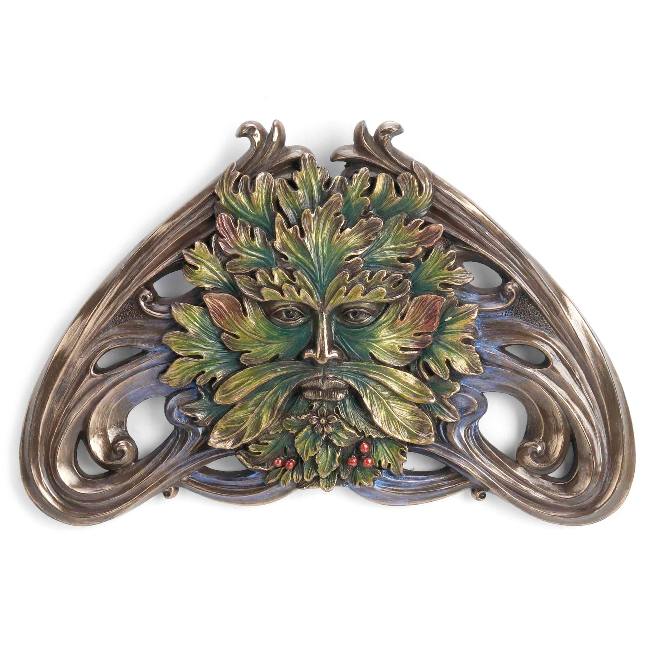 Green Man Art Nouveau Vine Wall Plaque