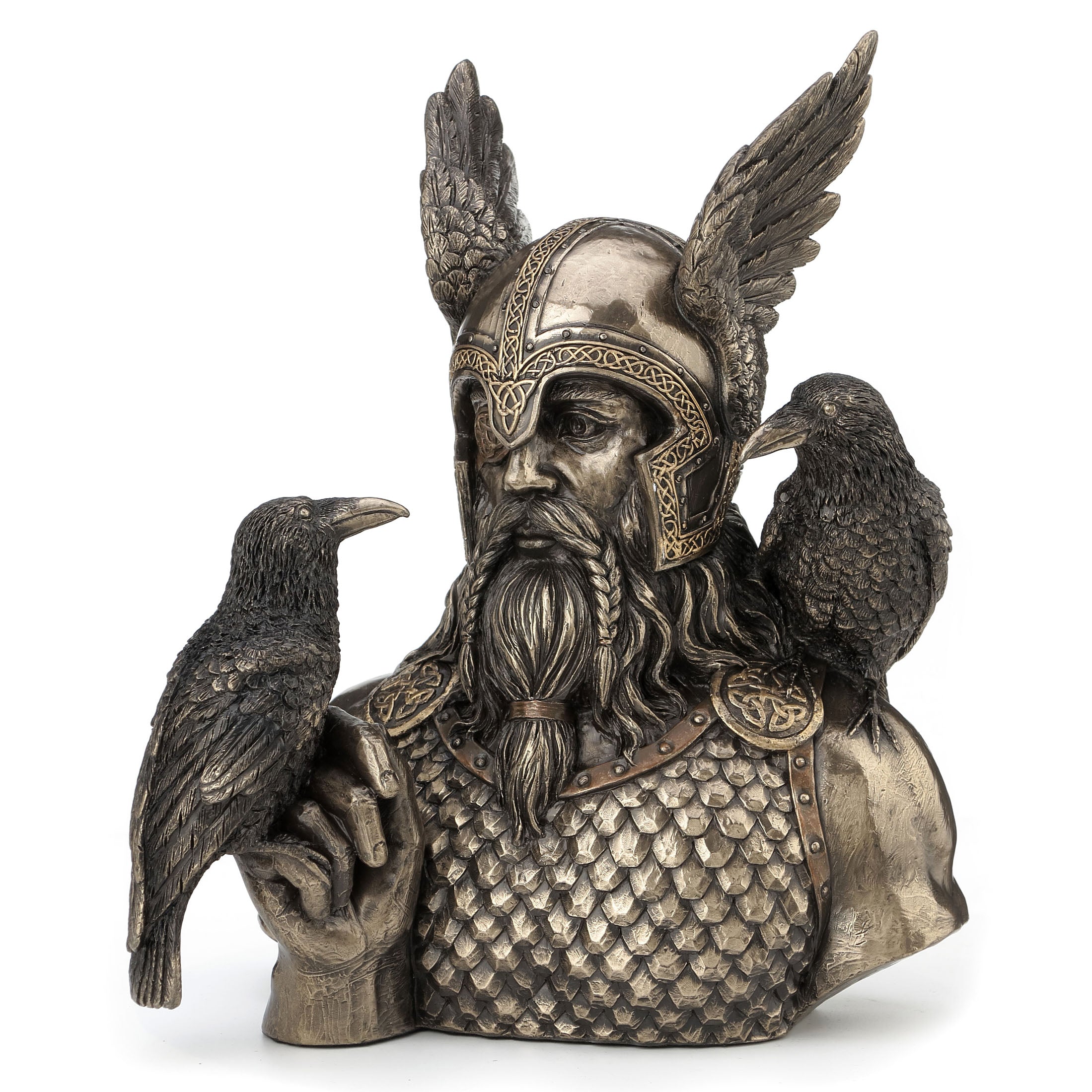 Norse God Odin With Ravens Half Bust