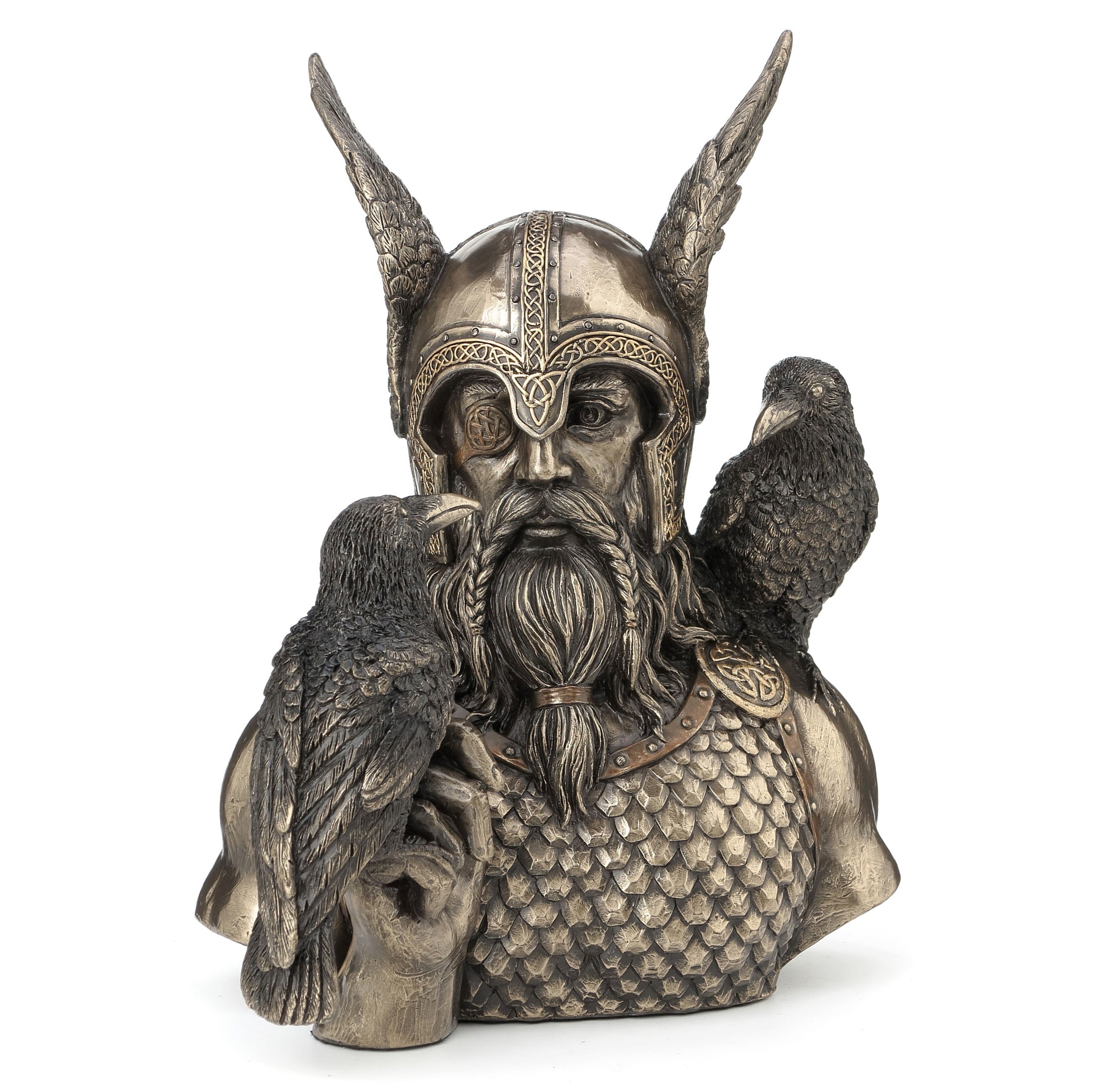 Norse God Odin With Ravens Half Bust