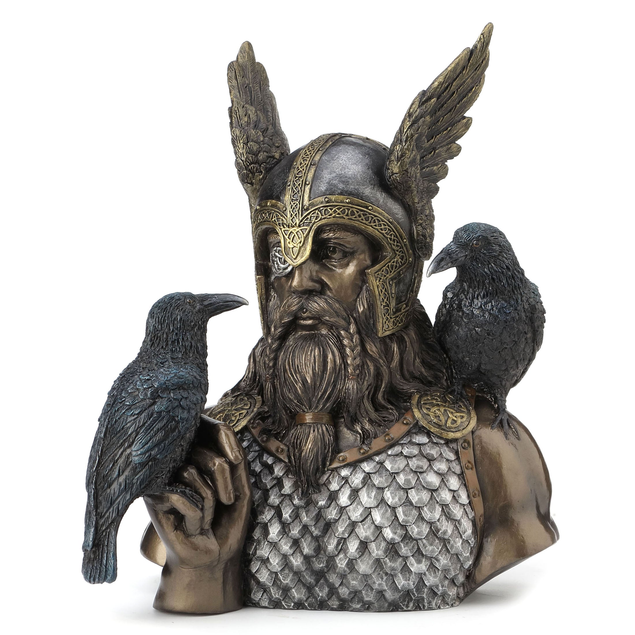 Norse God Odin With Ravens Half Bust