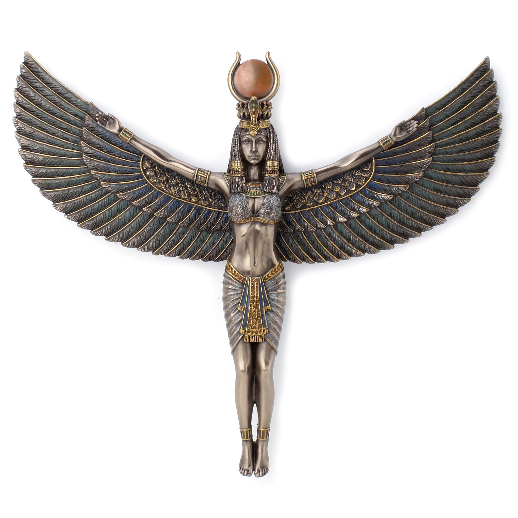 Egyptian Goddess Isis Spreading Wings Wall Plaque