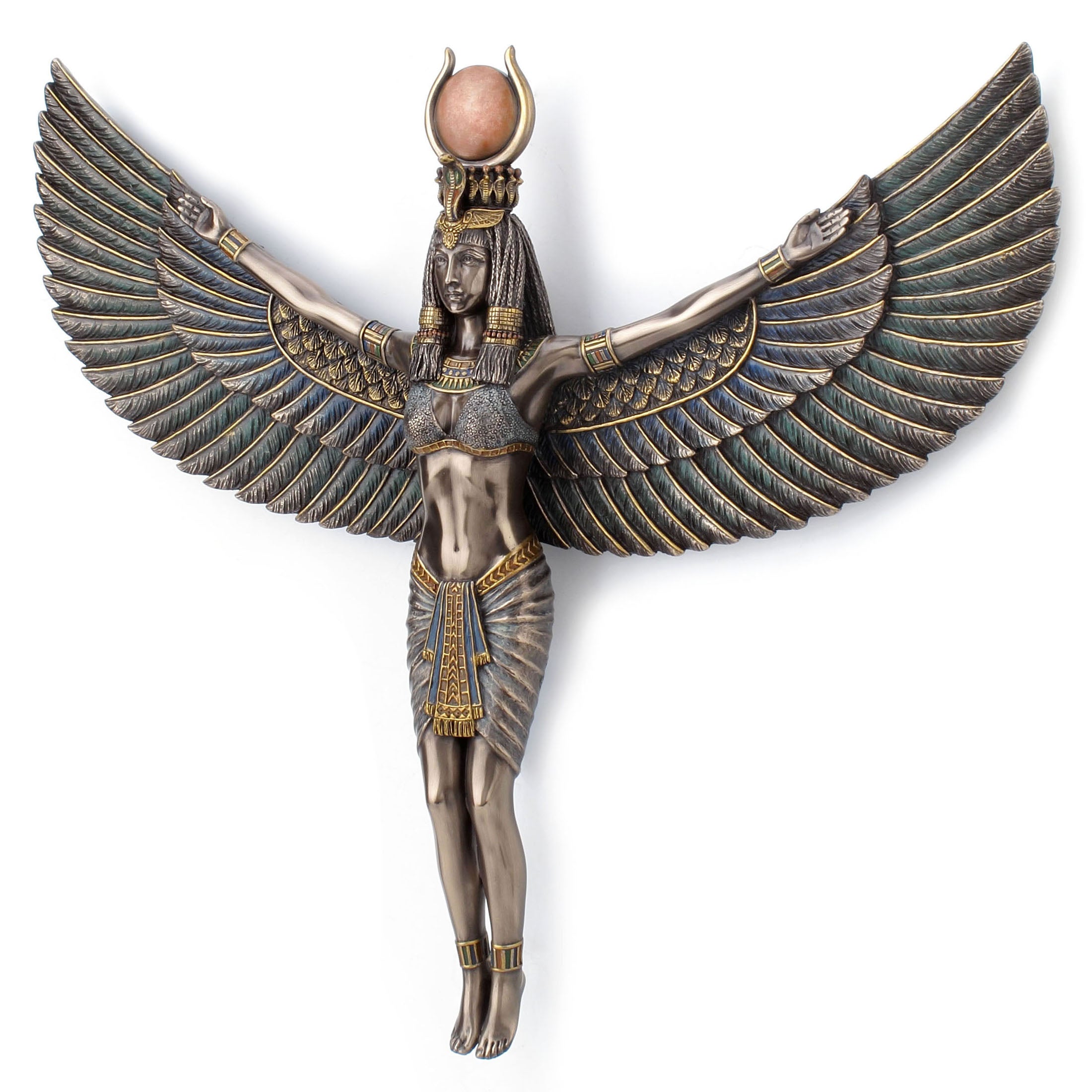 Egyptian Goddess Isis Spreading Wings Wall Plaque