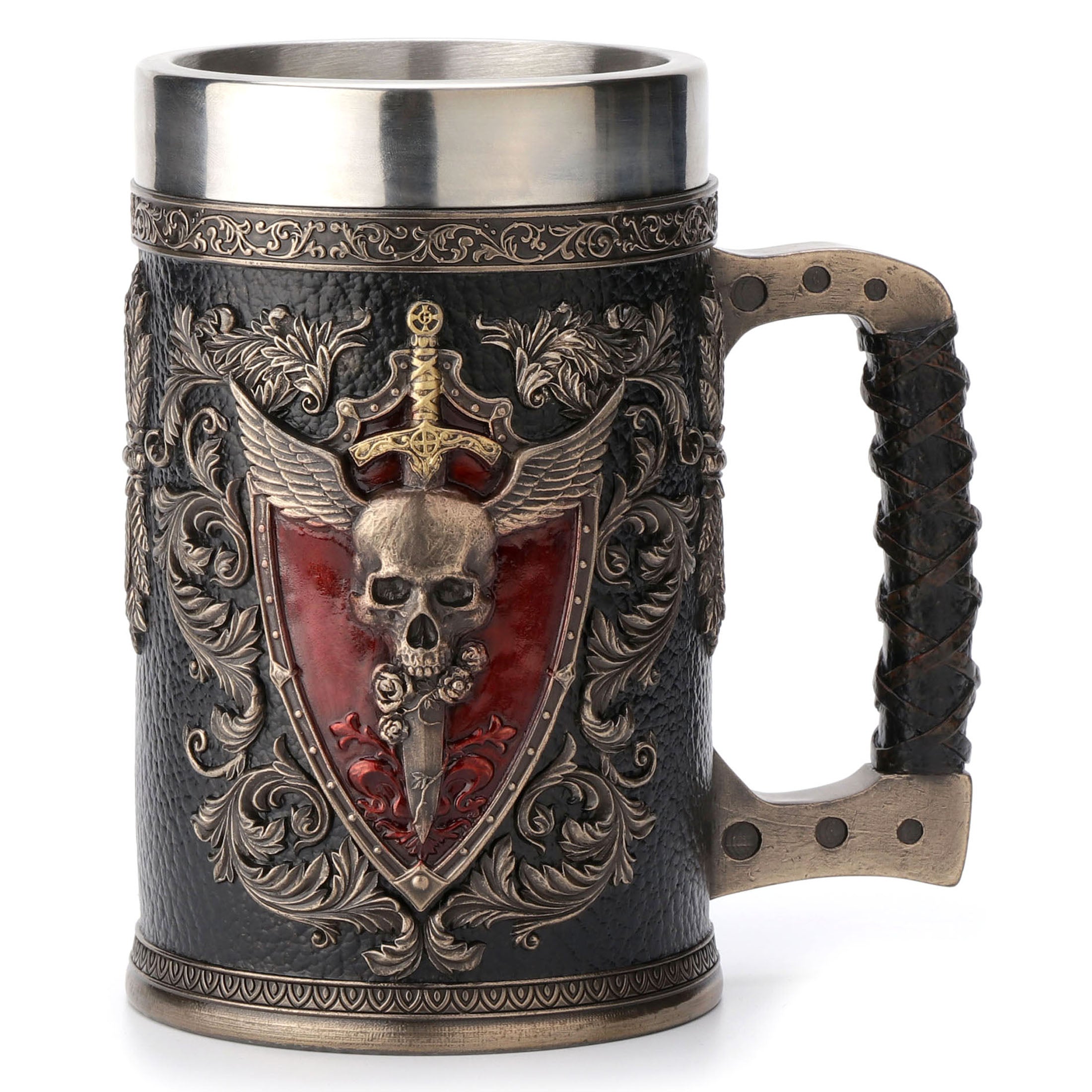 Winged Skull Crest Beer Stein (Stainless Steel Tumbler)