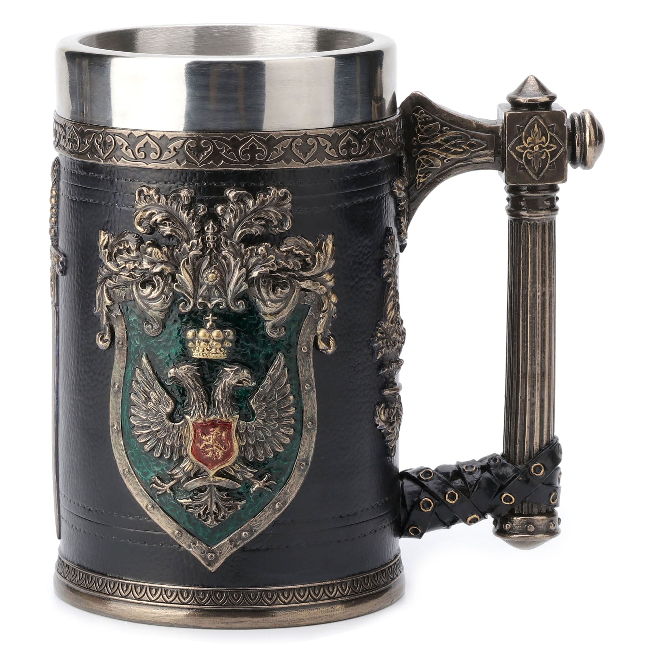 Double Headed Eagle Crest Axe Handle Beer Stein (Stainless Steel Tumbler)