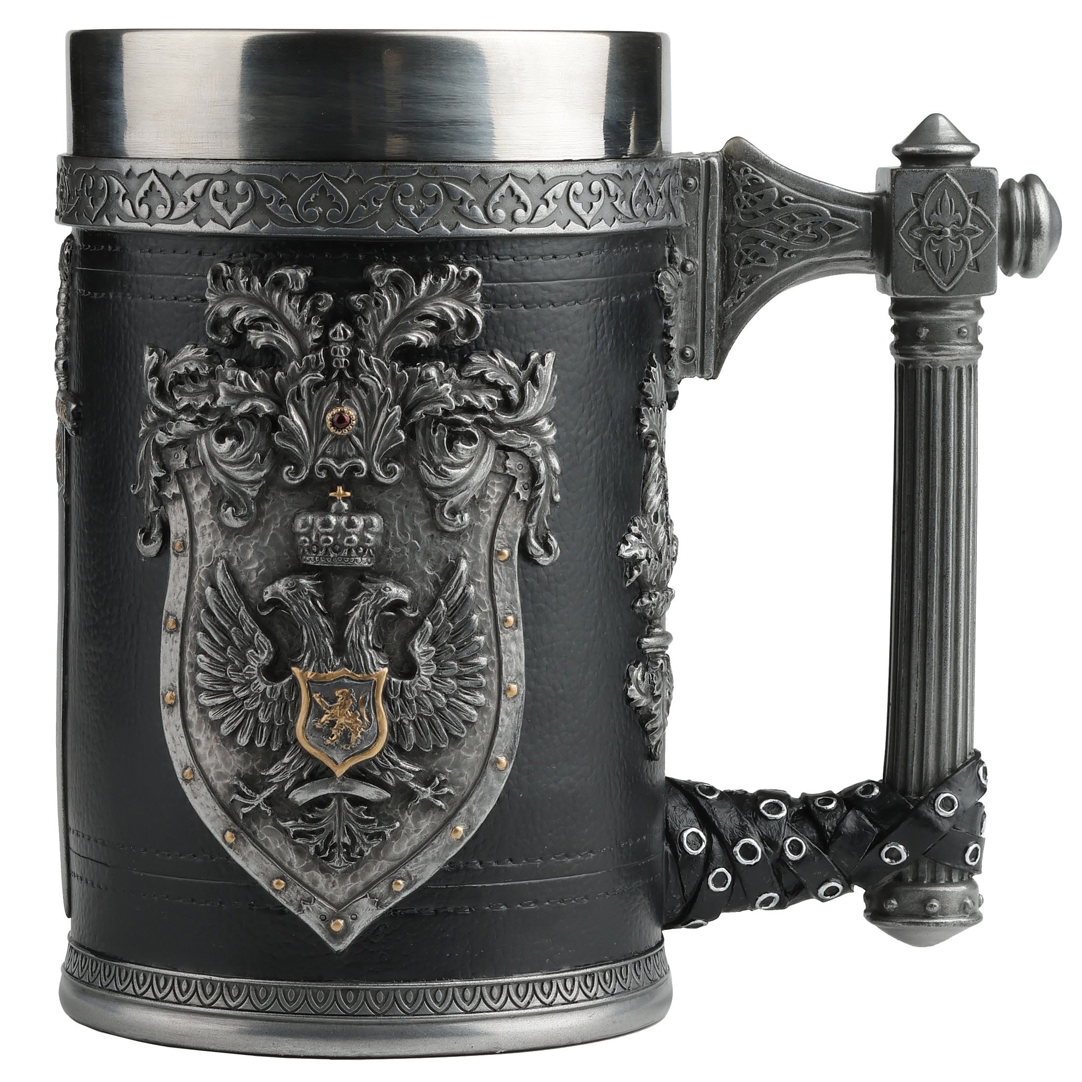 Double Headed Eagle Crest Axe Handle Beer Stein (Stainless Steel Tumbler)