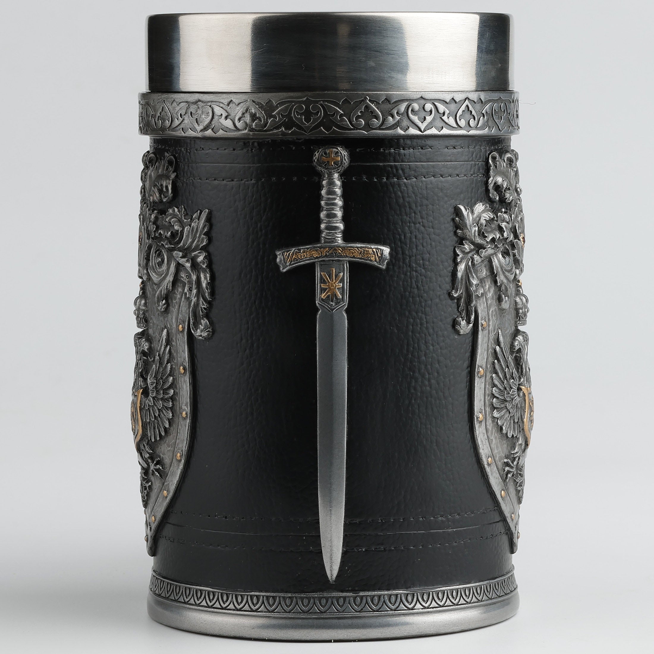 Double Headed Eagle Crest Axe Handle Beer Stein (Stainless Steel Tumbler)