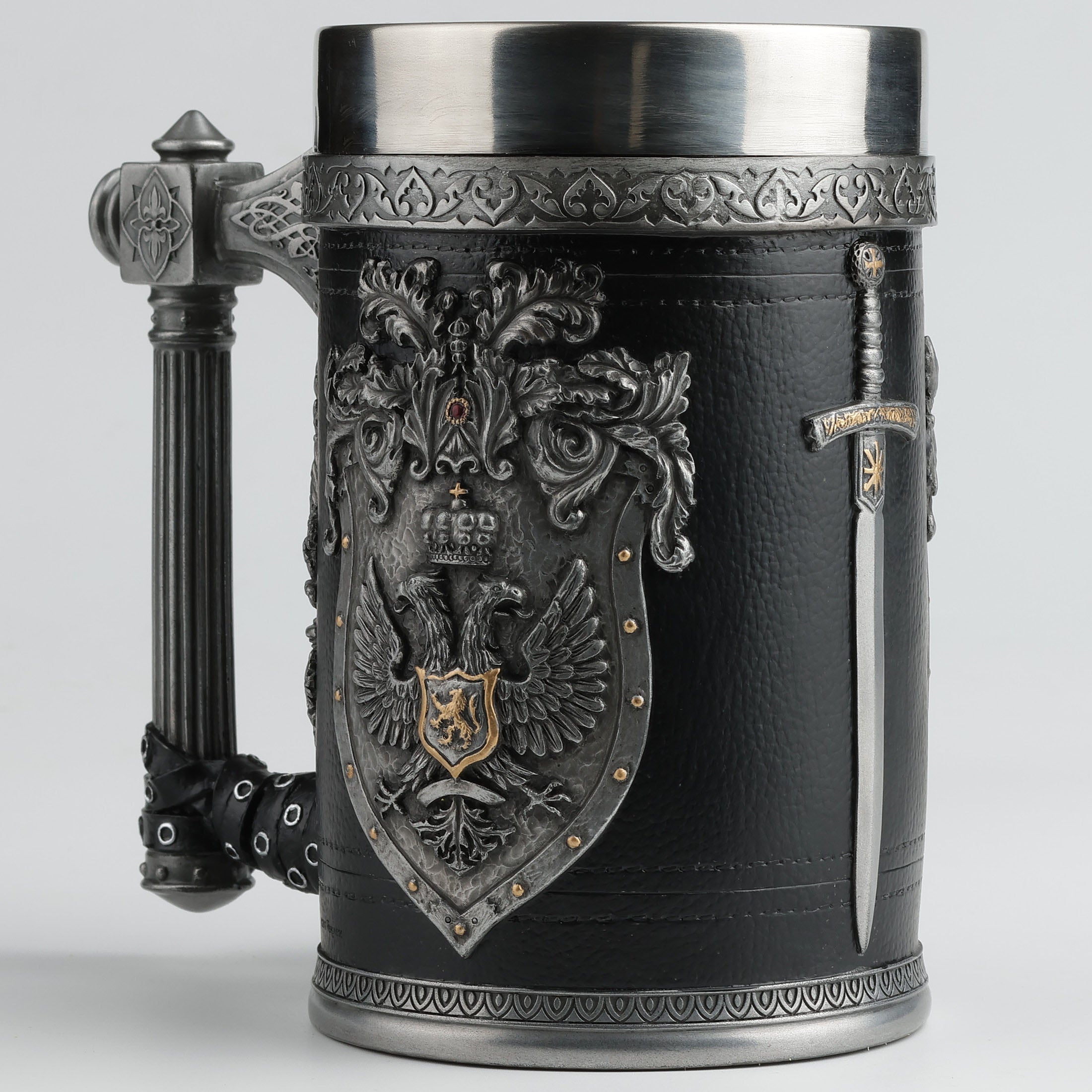 Double Headed Eagle Crest Axe Handle Beer Stein (Stainless Steel Tumbler)