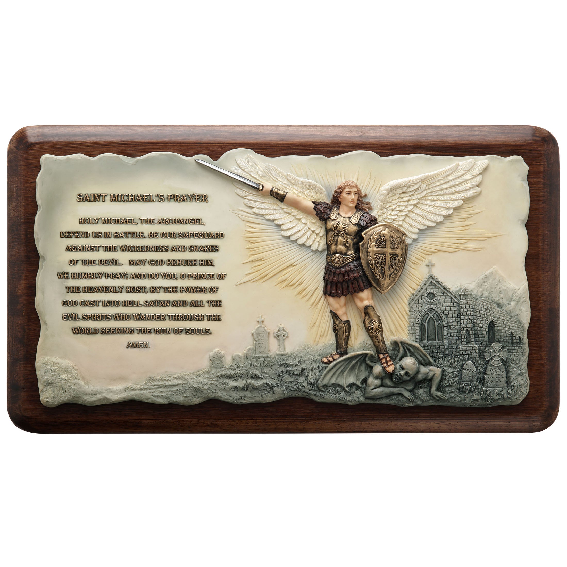 Saint Michael Prayer Wooden Wall Plaque