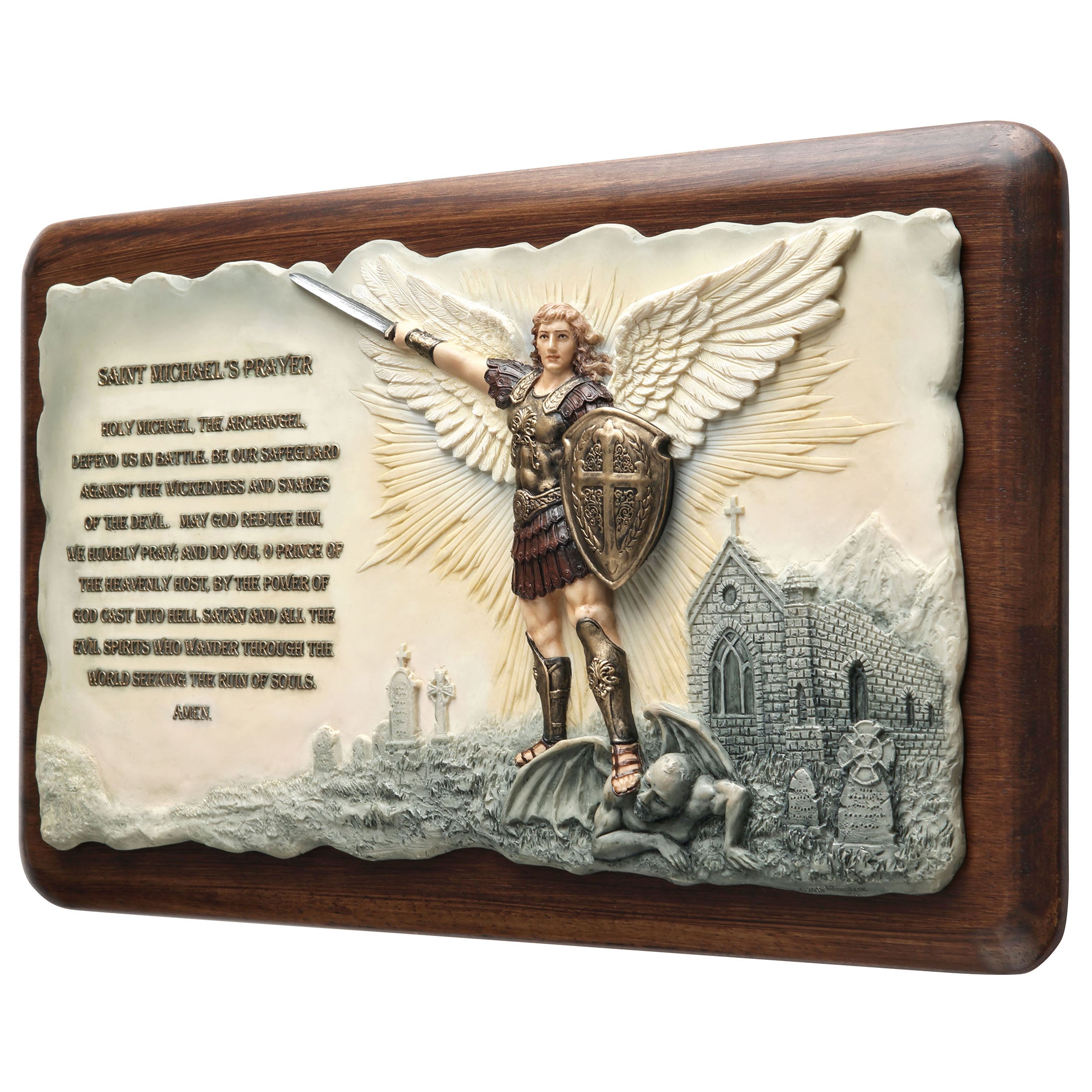 Saint Michael Prayer Wooden Wall Plaque