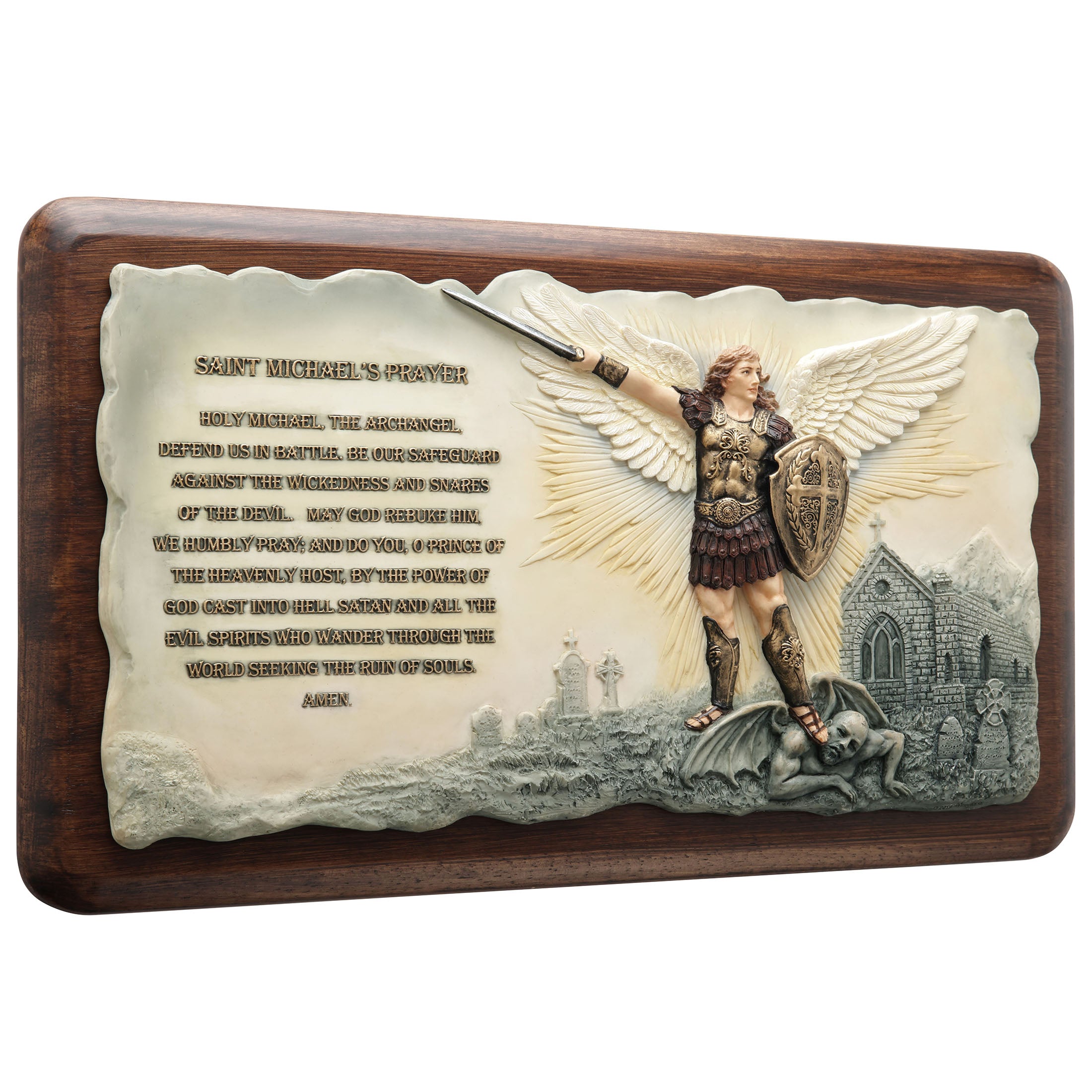 Saint Michael Prayer Wooden Wall Plaque