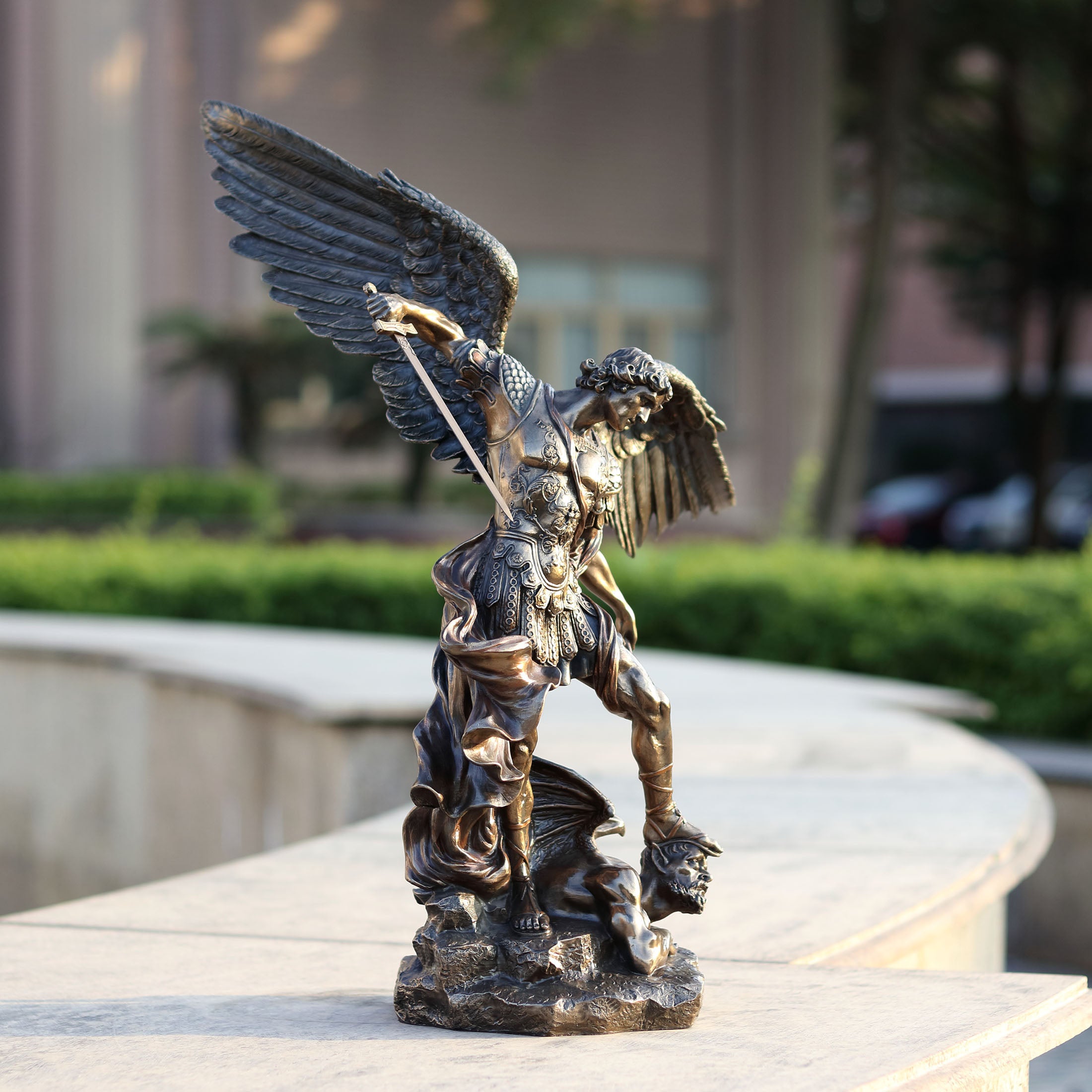 Saint Michael Standing Over Demon With Sword